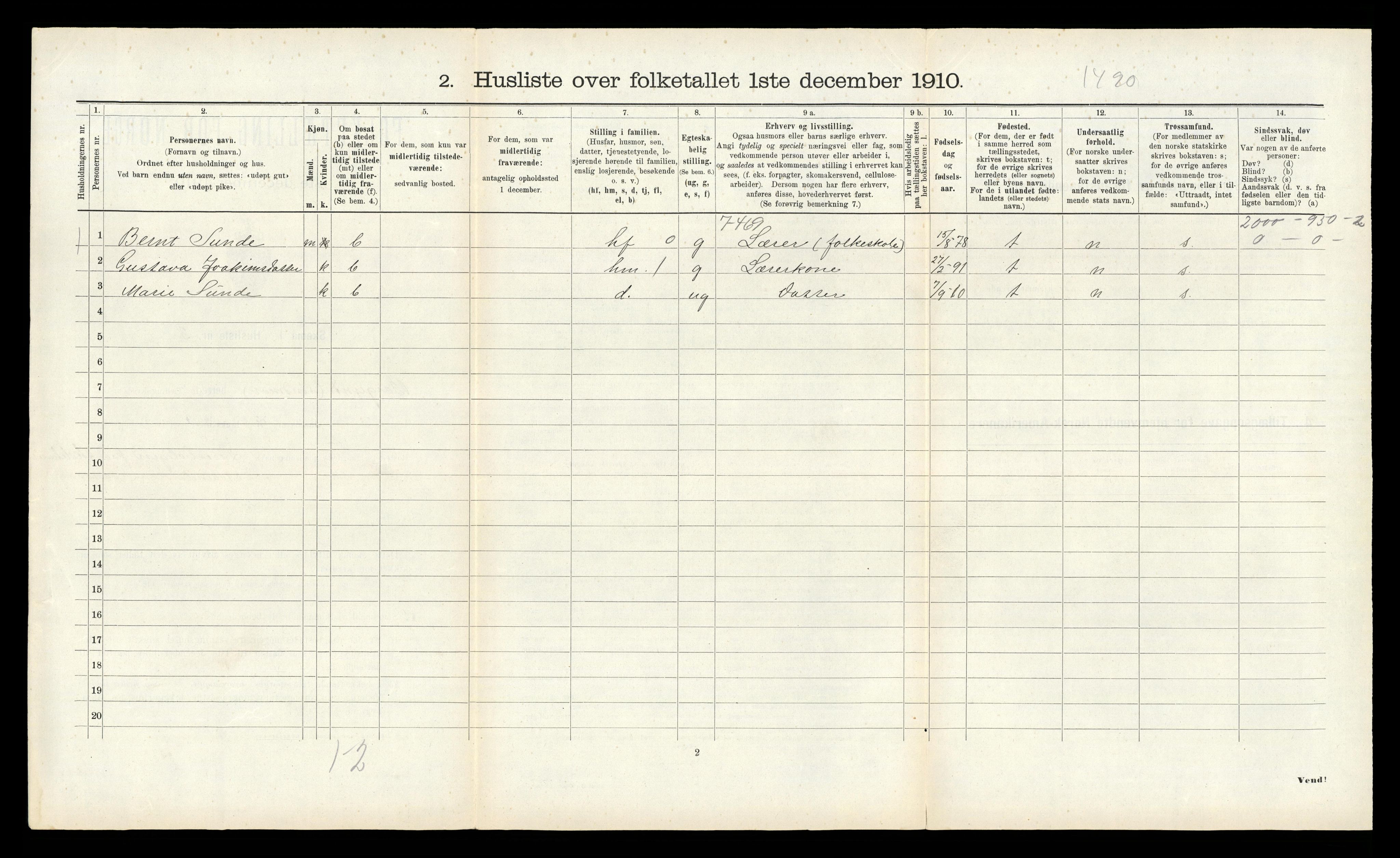 RA, 1910 census for Borgund, 1910, p. 1060