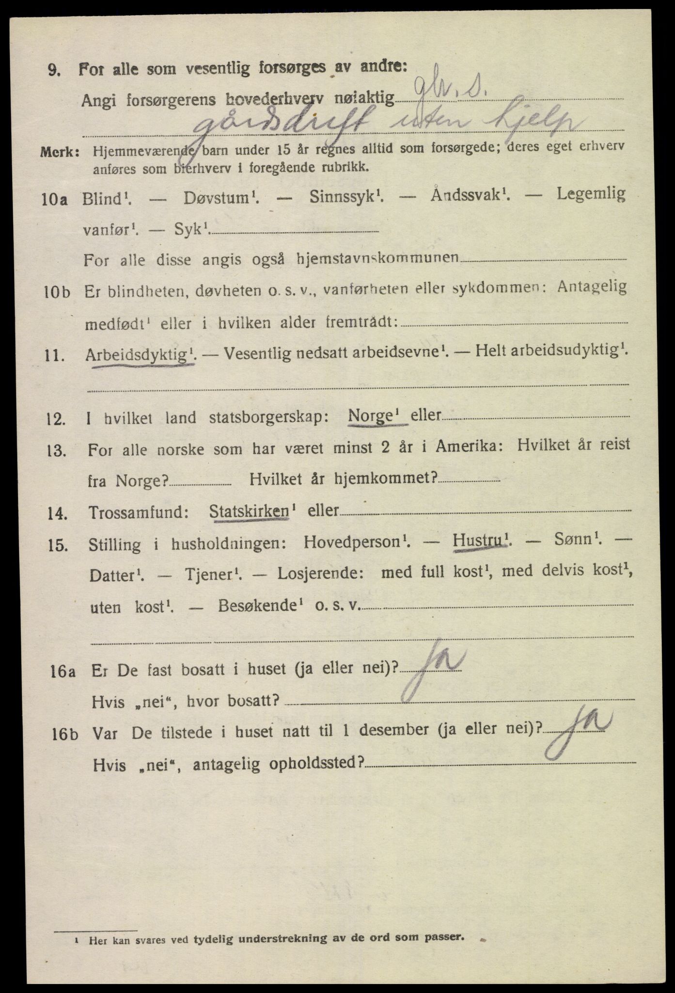 SAK, 1920 census for Lyngdal, 1920, p. 3610