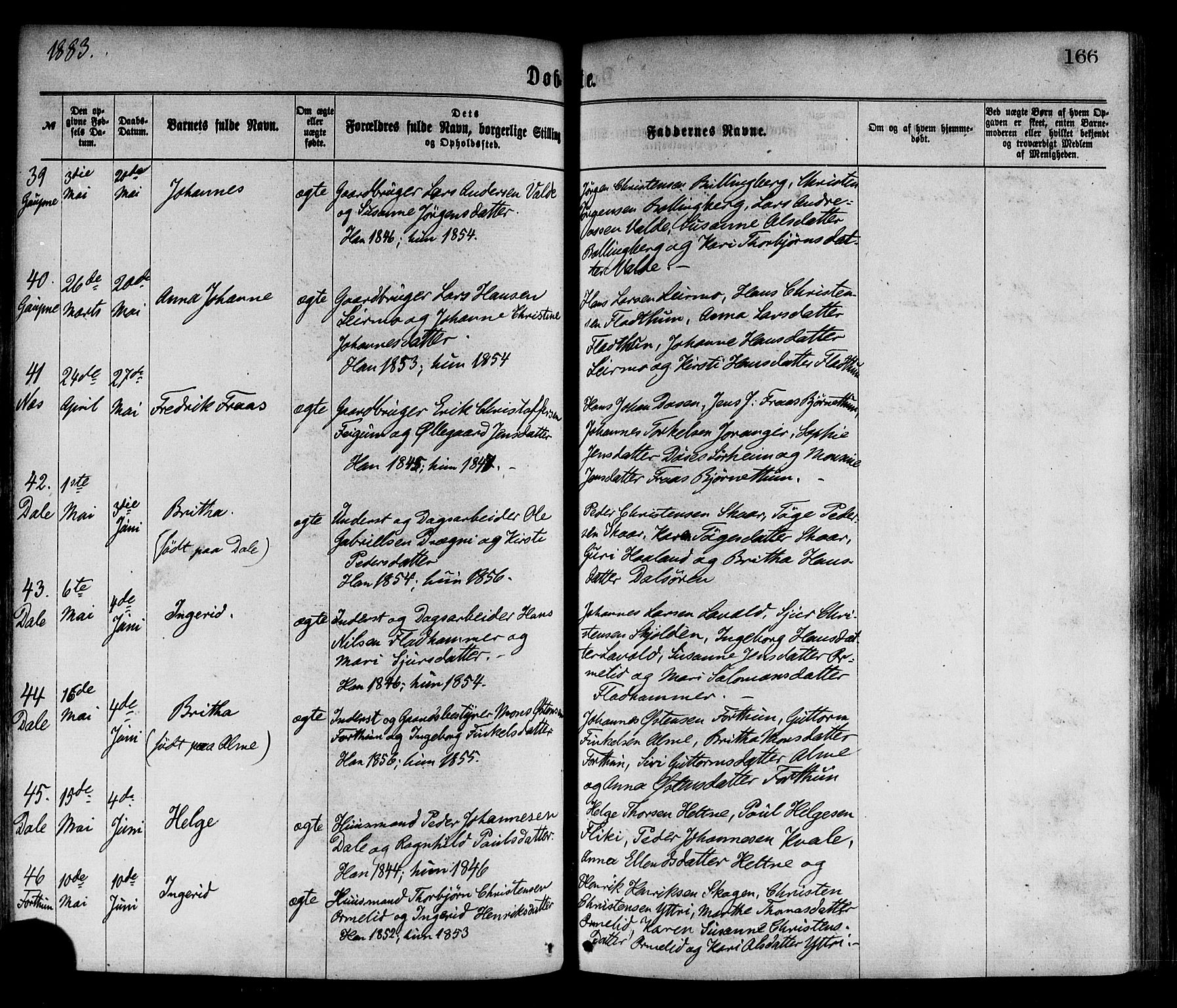 Luster sokneprestembete, AV/SAB-A-81101/H/Haa/Haaa/L0010: Parish register (official) no. A 10, 1871-1886, p. 166