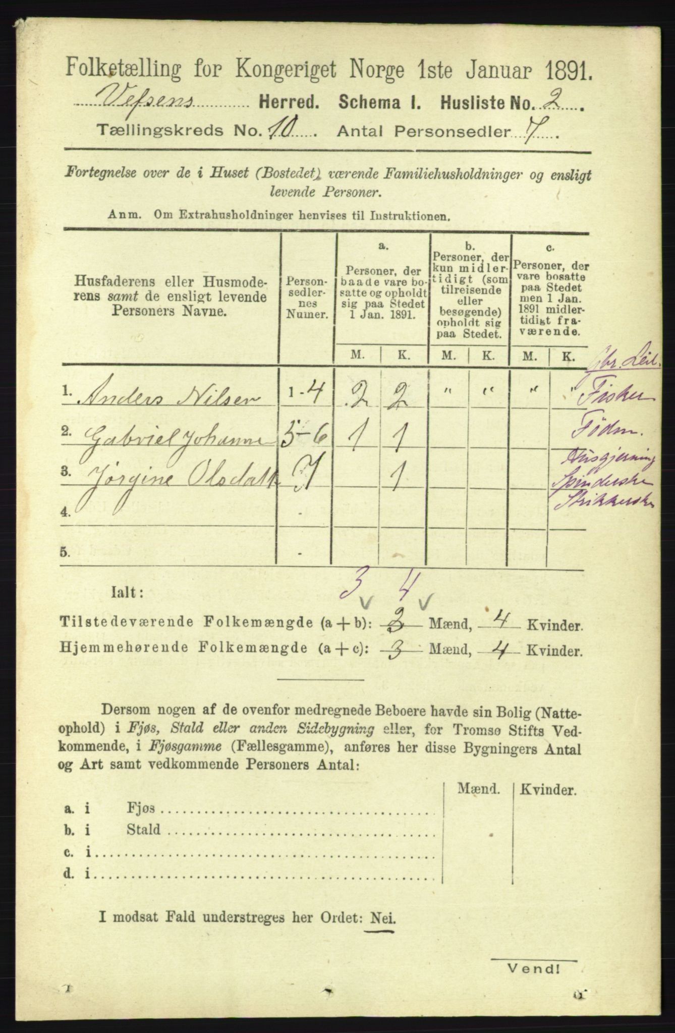 RA, 1891 census for 1824 Vefsn, 1891, p. 5137