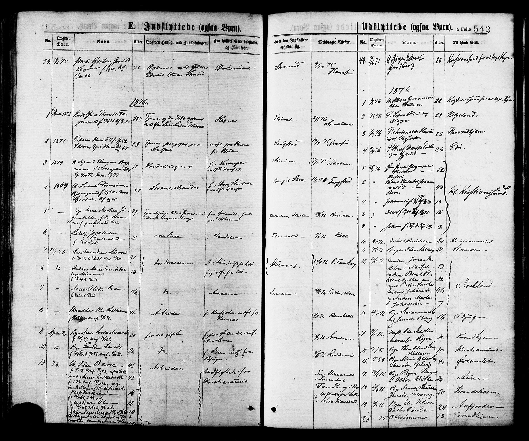 Ministerialprotokoller, klokkerbøker og fødselsregistre - Sør-Trøndelag, SAT/A-1456/634/L0532: Parish register (official) no. 634A08, 1871-1881, p. 542