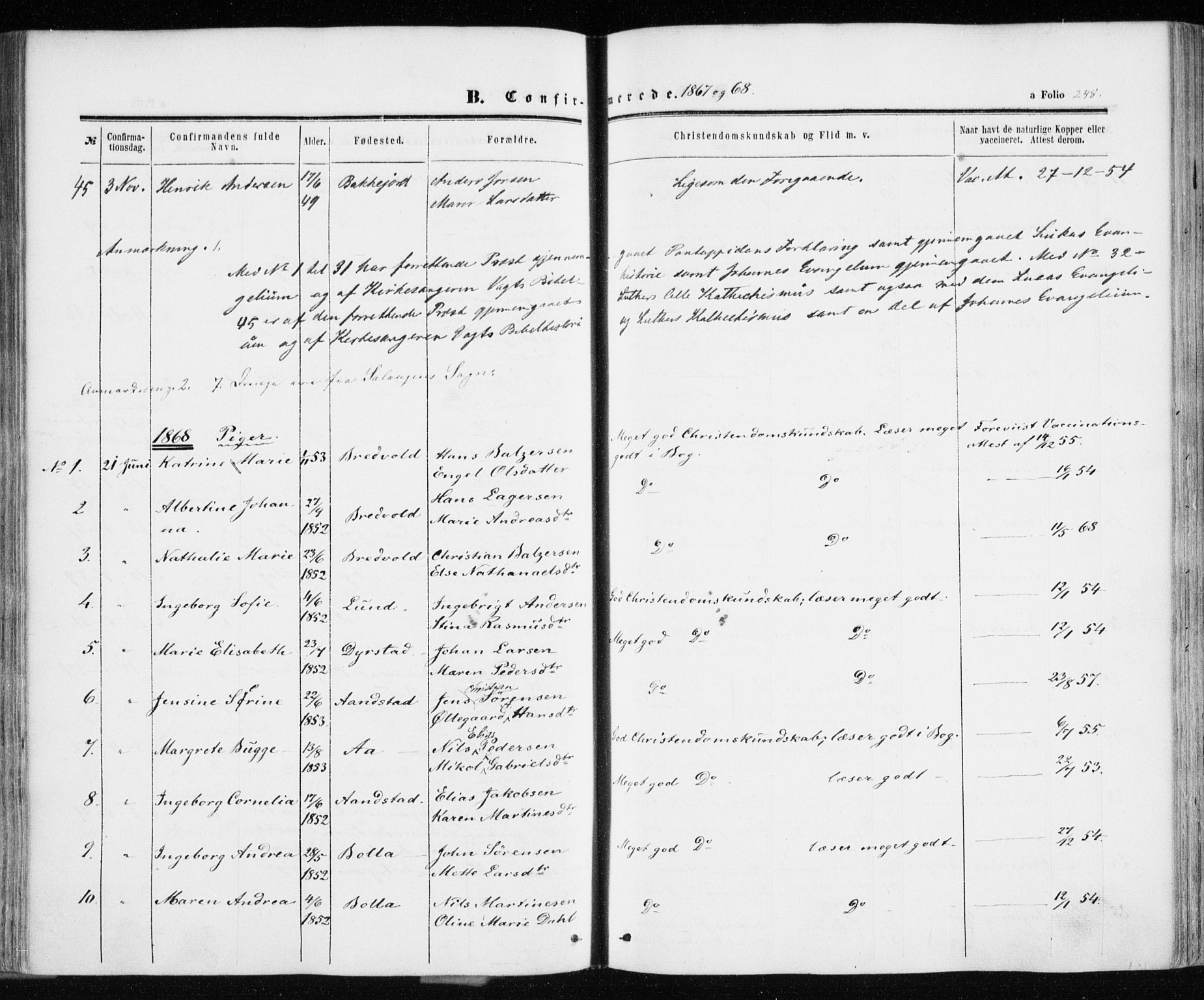 Ibestad sokneprestembete, AV/SATØ-S-0077/H/Ha/Haa/L0009kirke: Parish register (official) no. 9, 1859-1868, p. 248