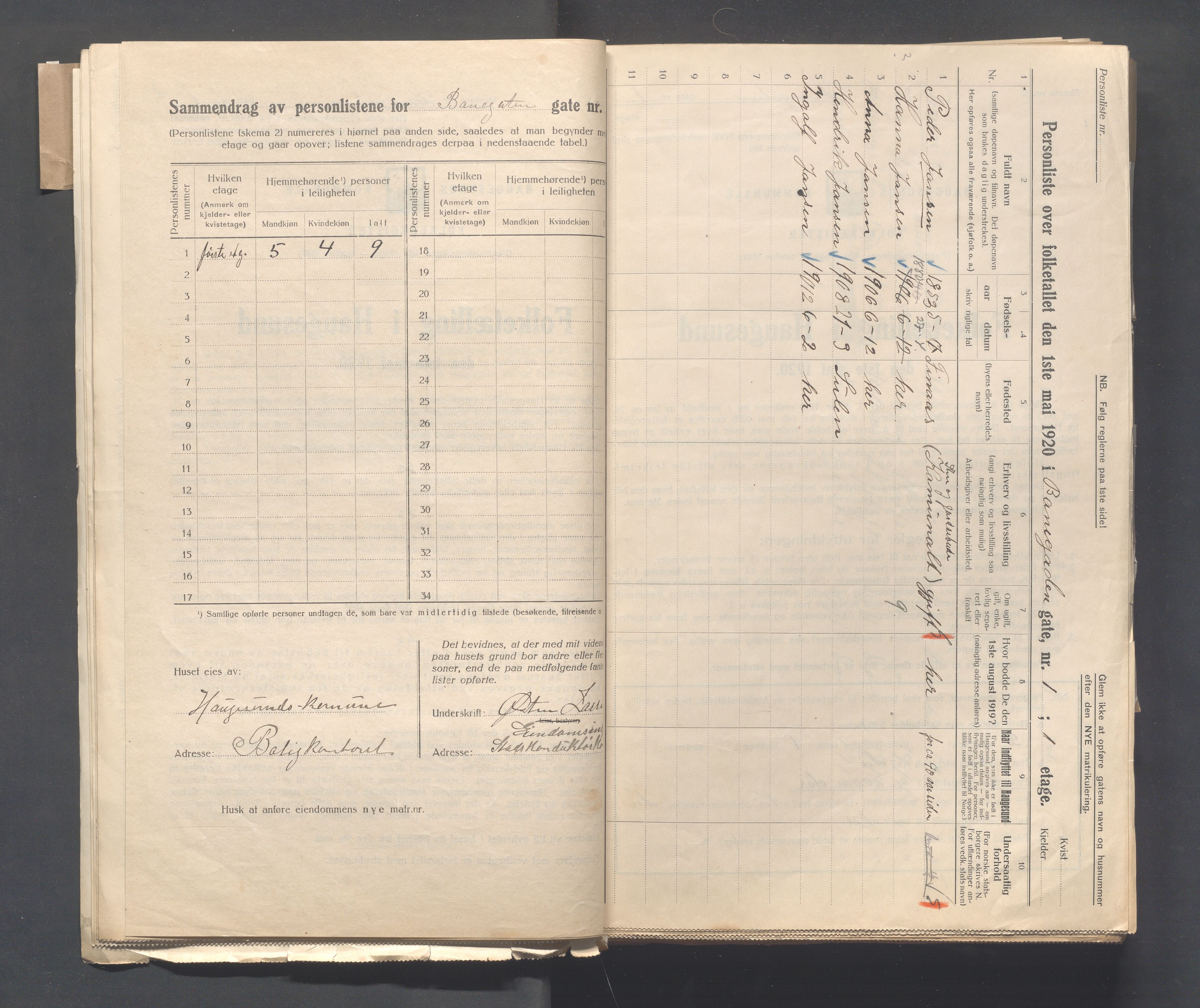 IKAR, Local census 1.5.1920 for Haugesund, 1920, p. 91