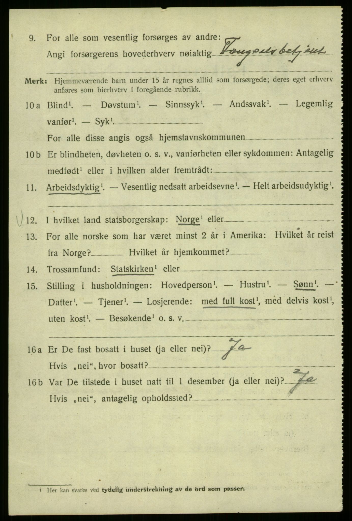 SAB, 1920 census for Bergen, 1920, p. 131606