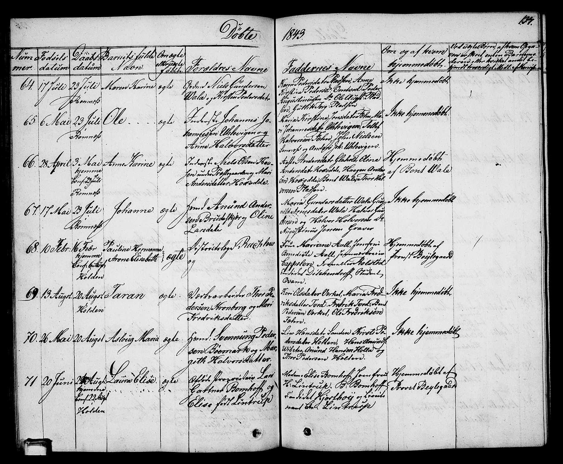 Holla kirkebøker, AV/SAKO-A-272/G/Ga/L0002: Parish register (copy) no. I 2, 1830-1848, p. 137