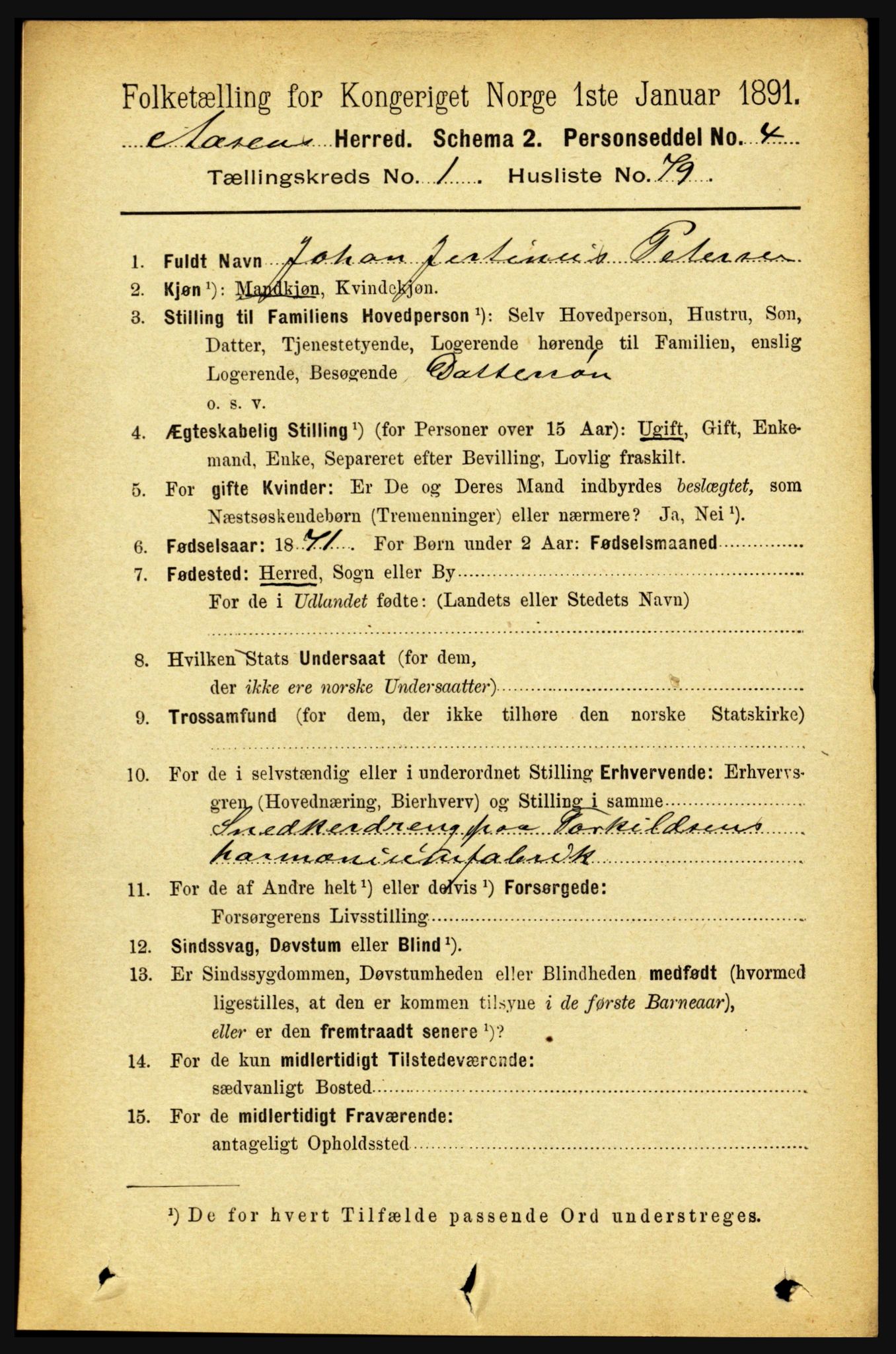 RA, 1891 census for 1716 Åsen, 1891, p. 557