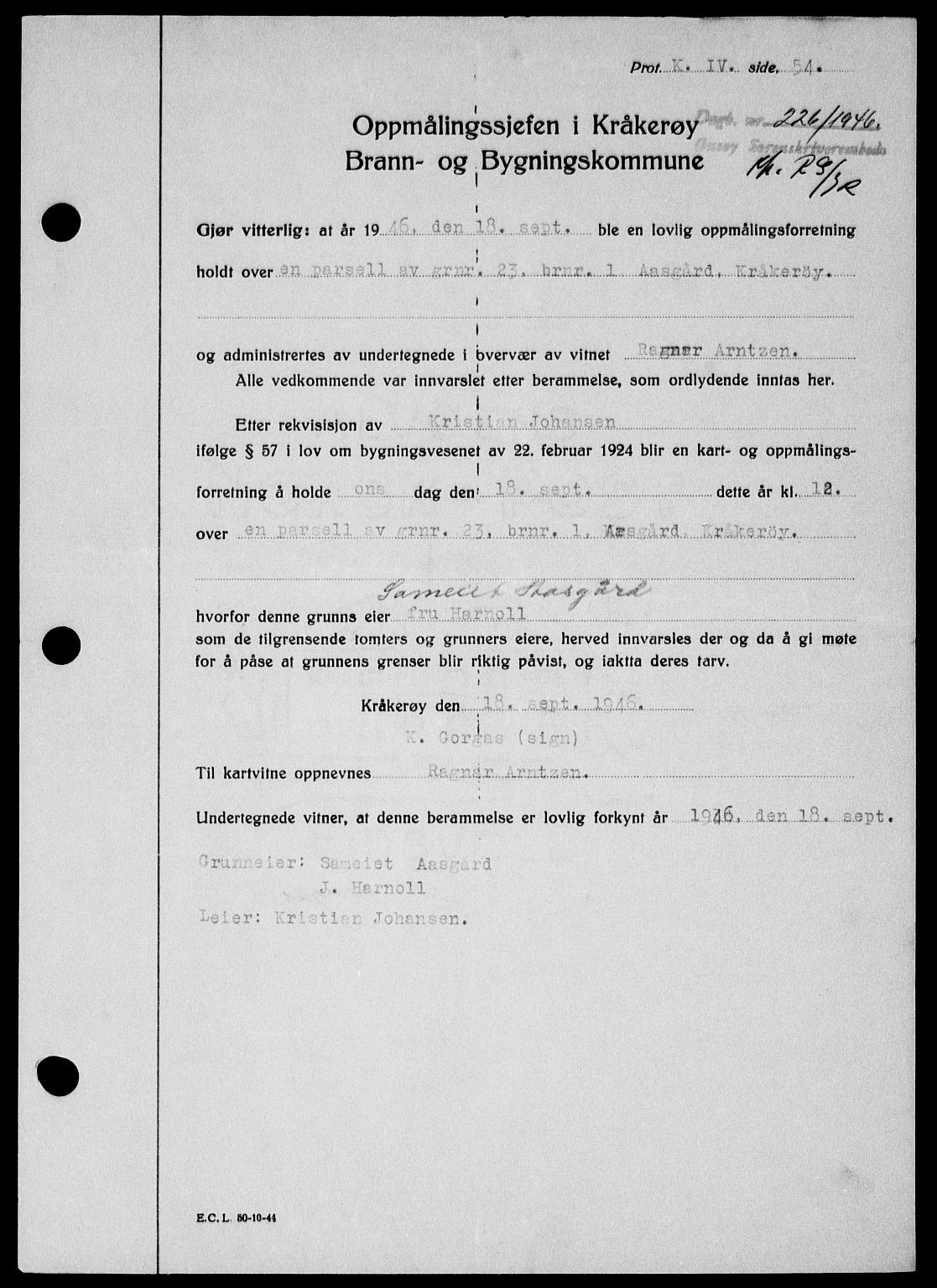 Onsøy sorenskriveri, SAO/A-10474/G/Ga/Gab/L0018: Mortgage book no. II A-18, 1946-1947, Diary no: : 226/1947