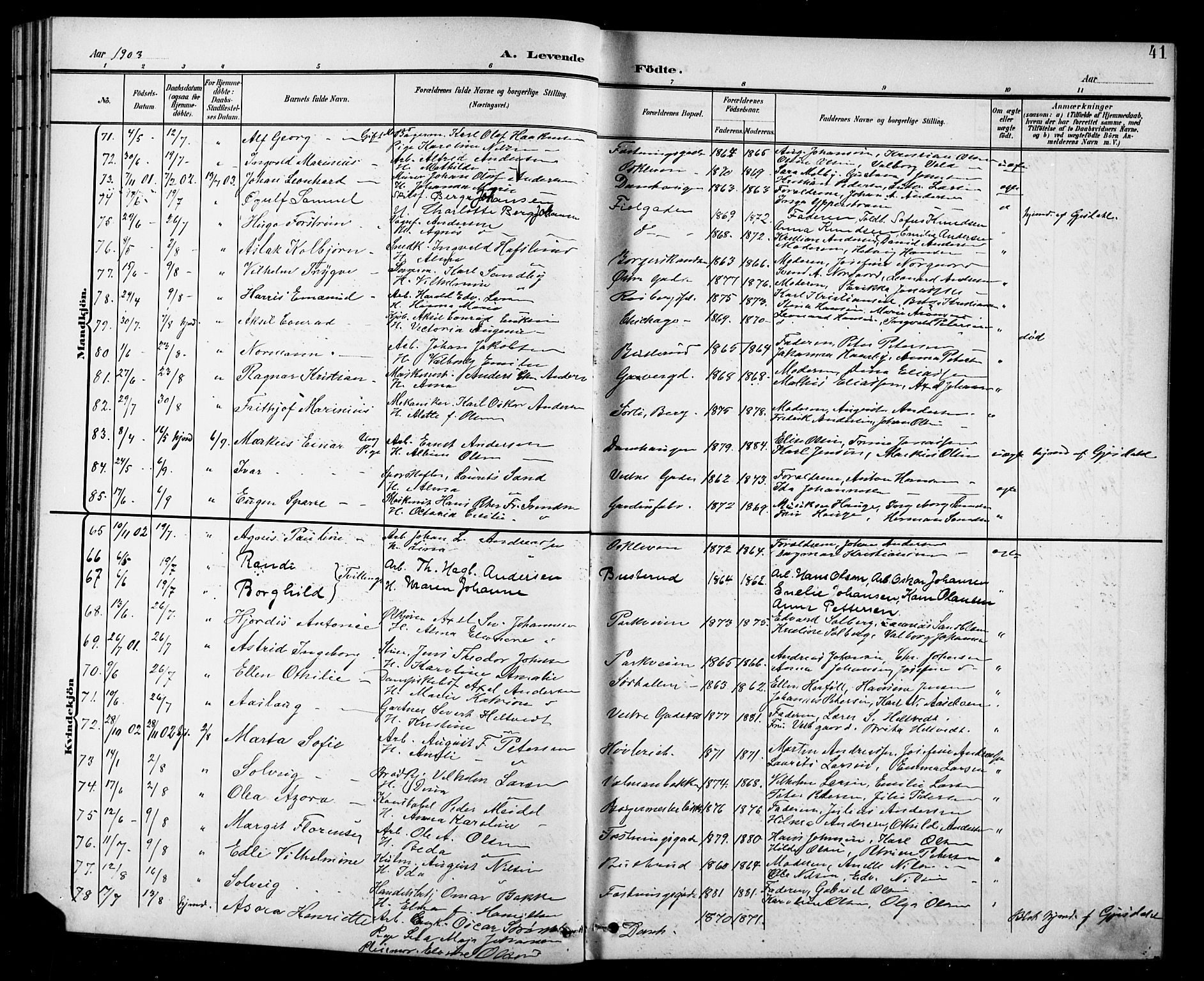 Halden prestekontor Kirkebøker, AV/SAO-A-10909/G/Ga/L0010: Parish register (copy) no. 10, 1900-1923, p. 41