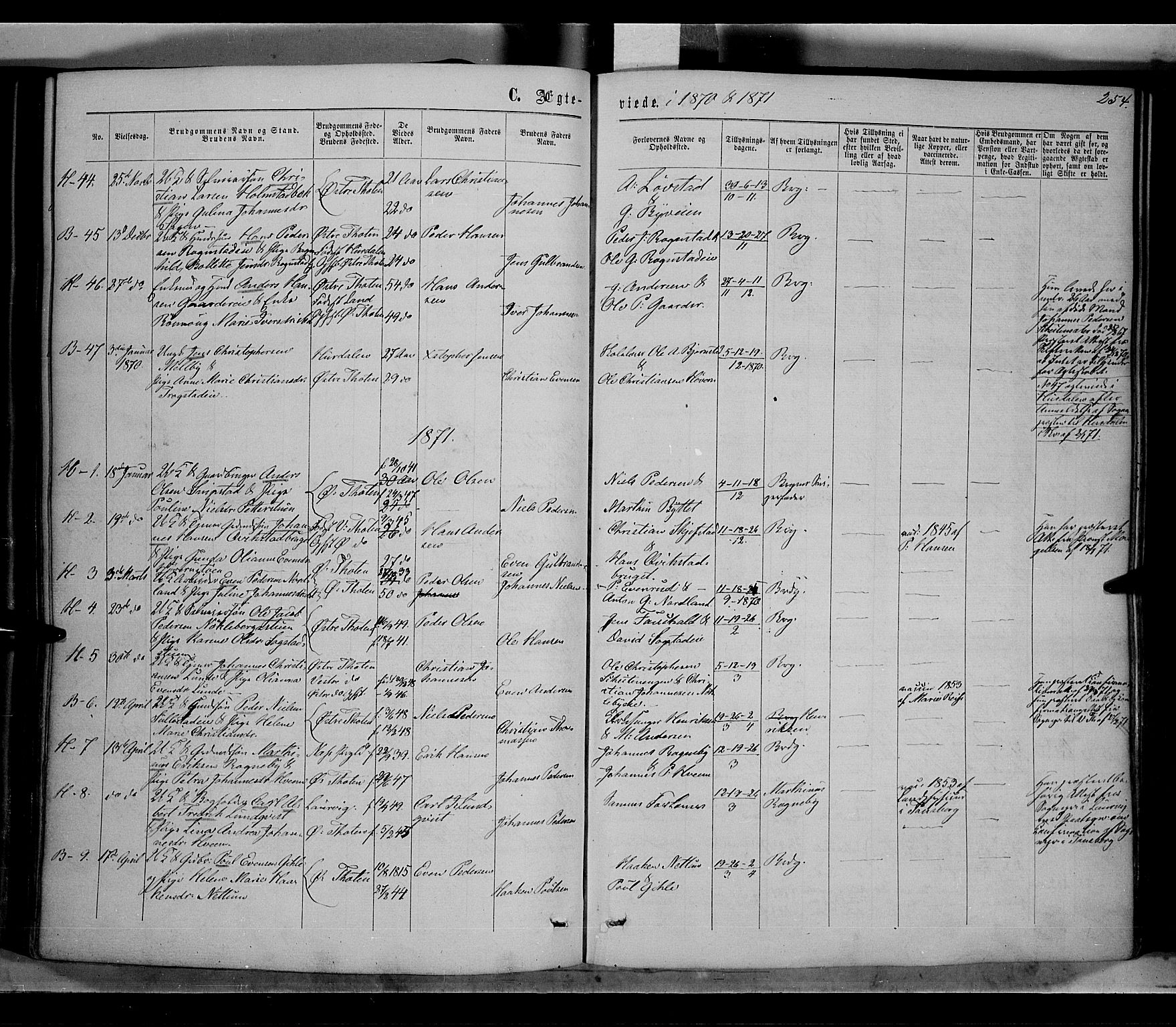 Østre Toten prestekontor, SAH/PREST-104/H/Ha/Haa/L0005: Parish register (official) no. 5, 1866-1877, p. 254