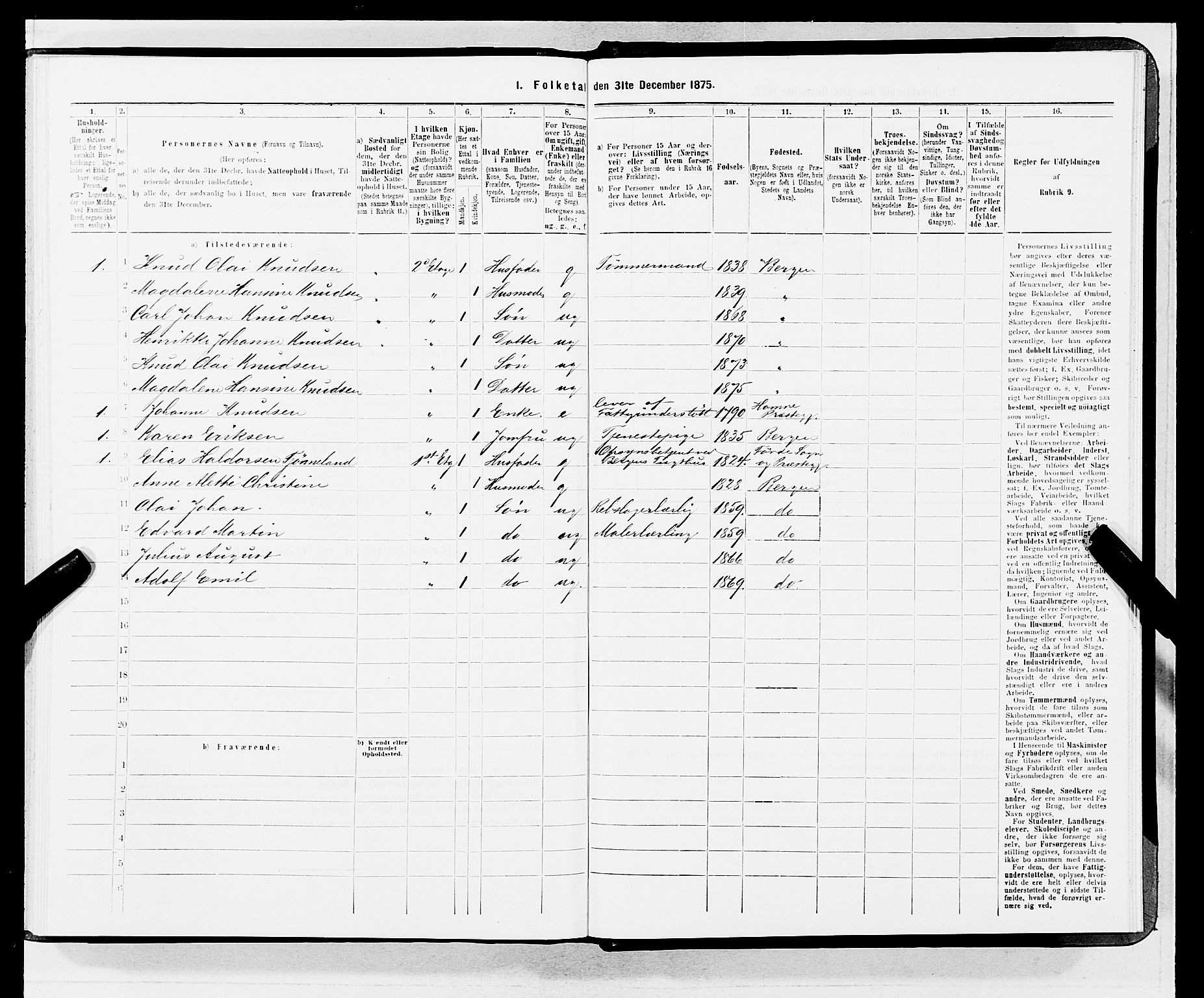 SAB, 1875 census for 1301 Bergen, 1875, p. 4447