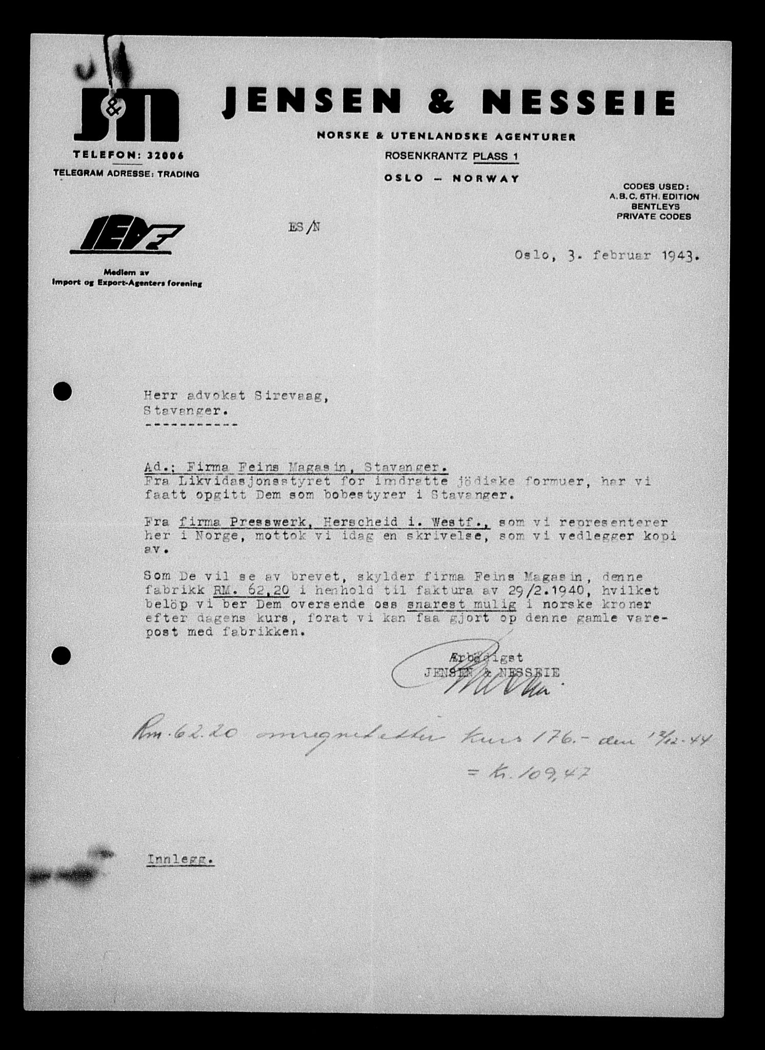 Justisdepartementet, Tilbakeføringskontoret for inndratte formuer, AV/RA-S-1564/H/Hc/Hcd/L0995: --, 1945-1947, p. 254