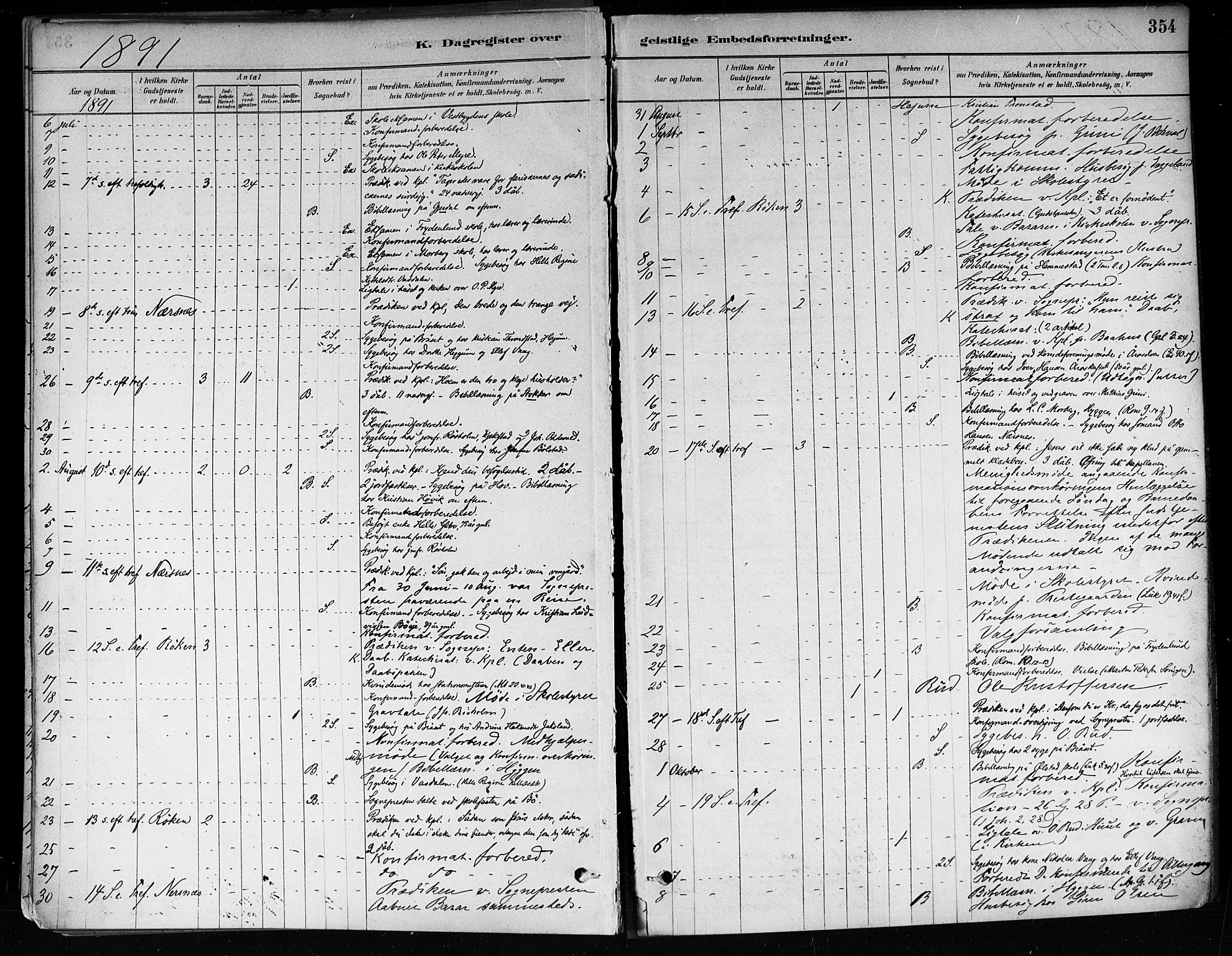 Røyken kirkebøker, AV/SAKO-A-241/F/Fa/L0008: Parish register (official) no. 8, 1880-1897, p. 354