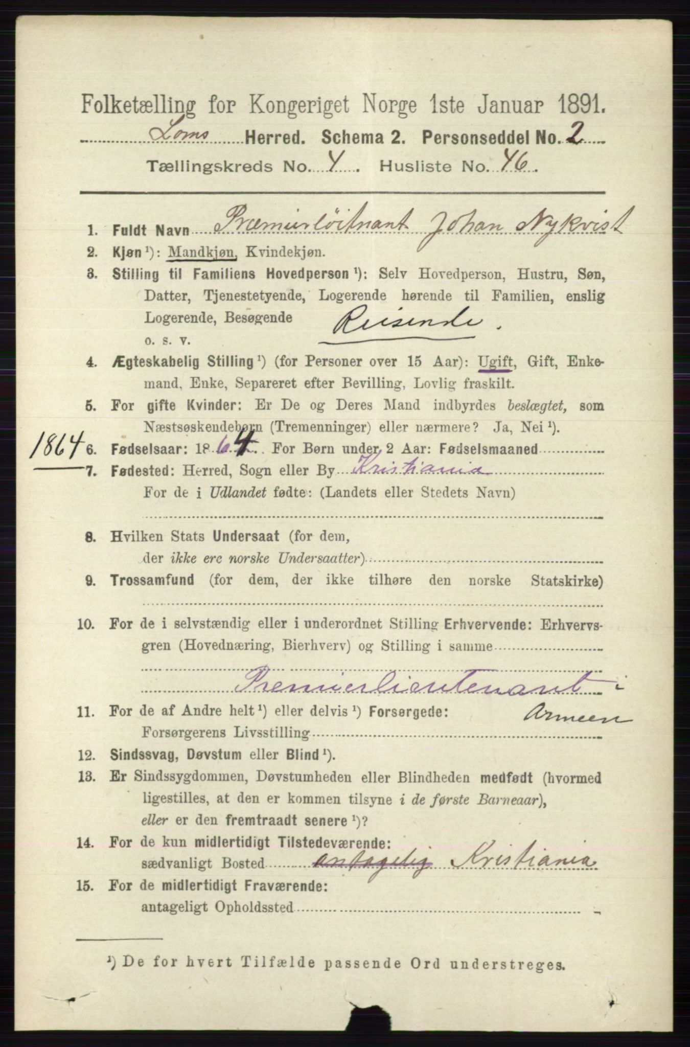 RA, 1891 census for 0514 Lom, 1891, p. 1774