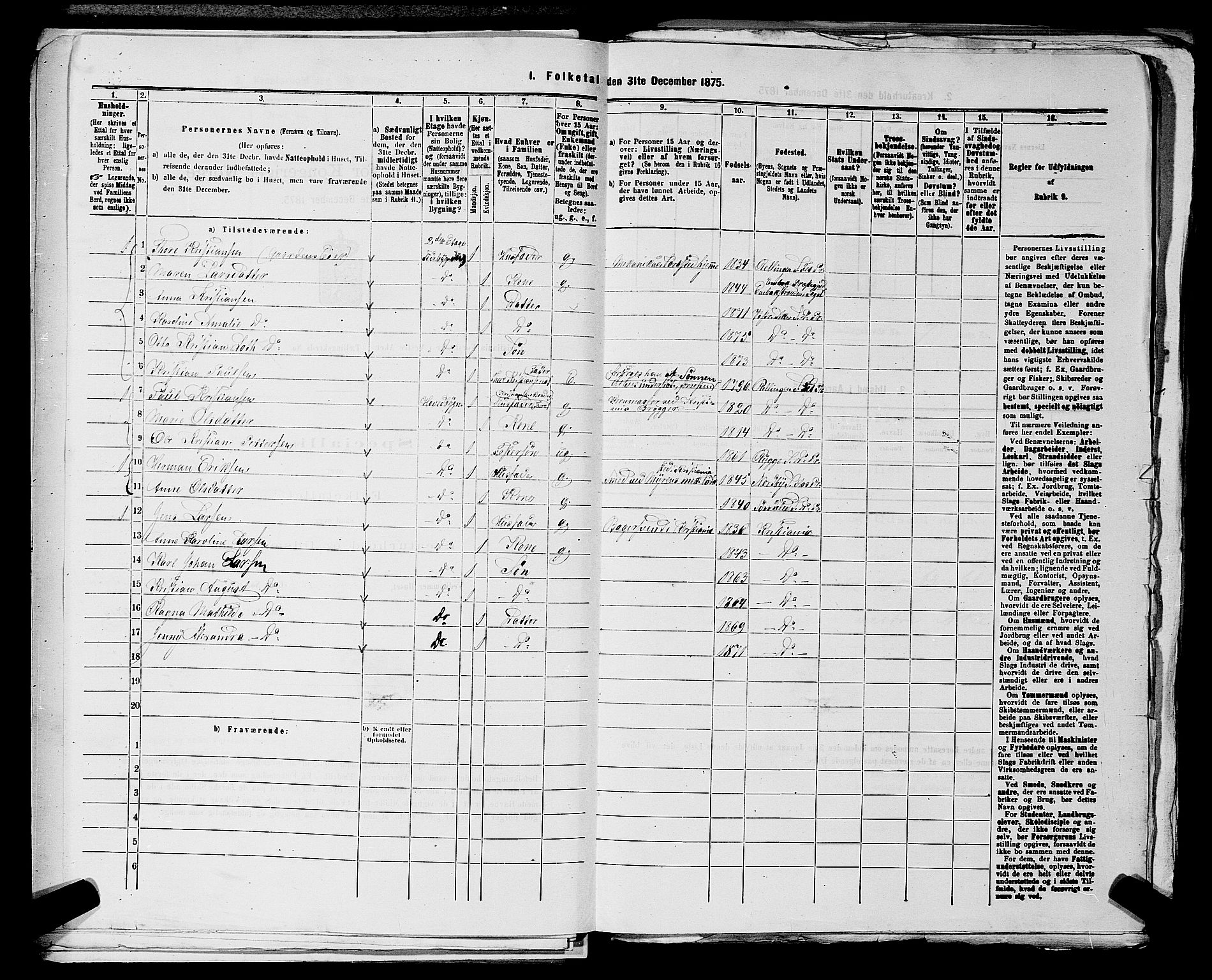 RA, 1875 census for 0218aP Vestre Aker, 1875, p. 1333