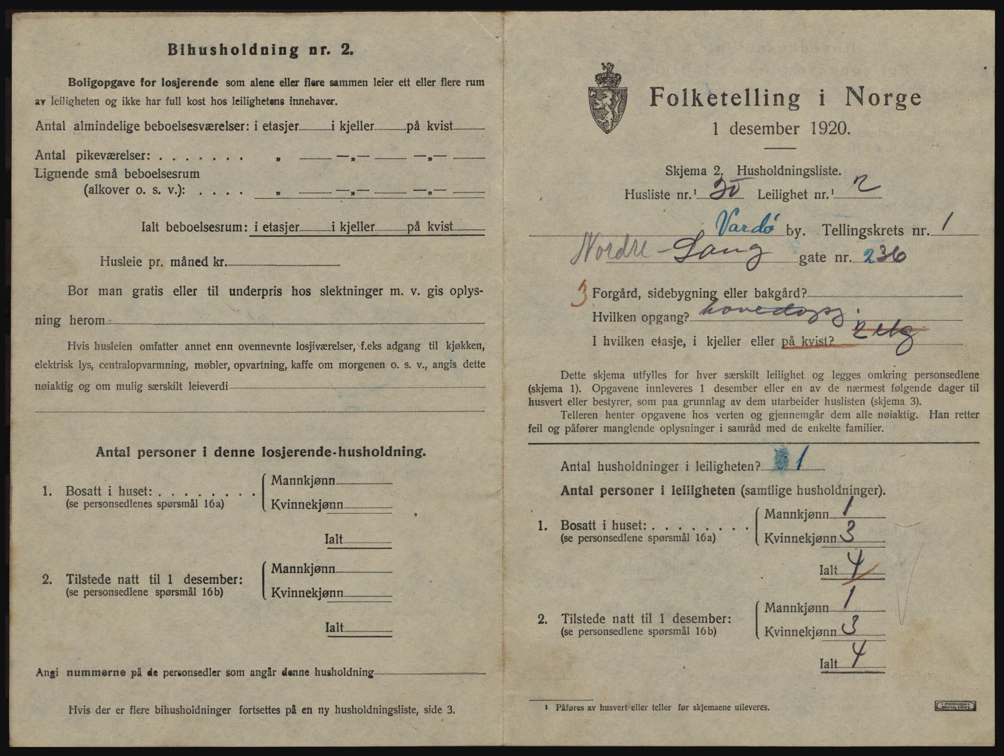 SATØ, 1920 census for Vardø, 1920, p. 1127
