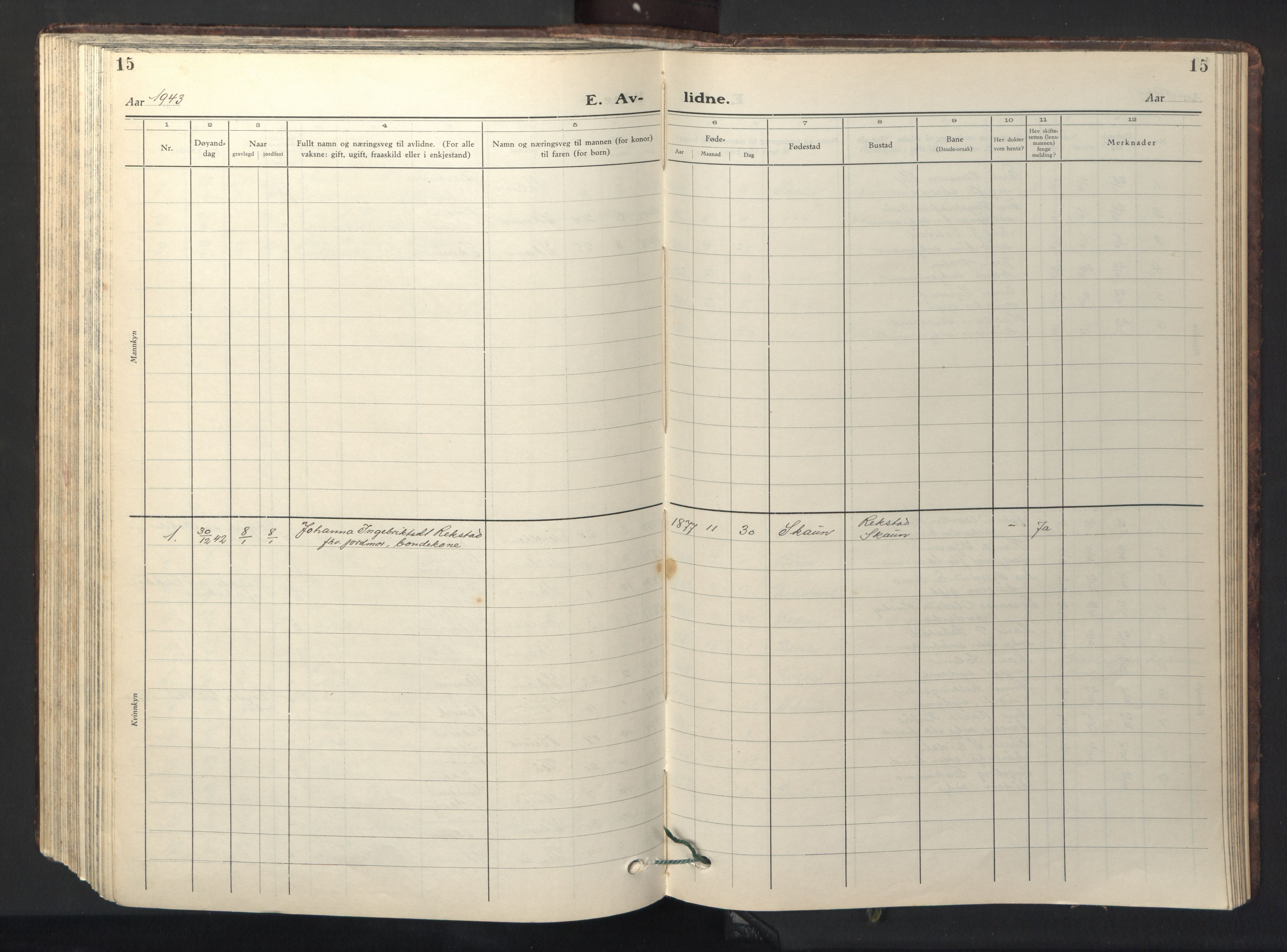 Ministerialprotokoller, klokkerbøker og fødselsregistre - Sør-Trøndelag, SAT/A-1456/667/L0799: Parish register (copy) no. 667C04, 1929-1950, p. 15