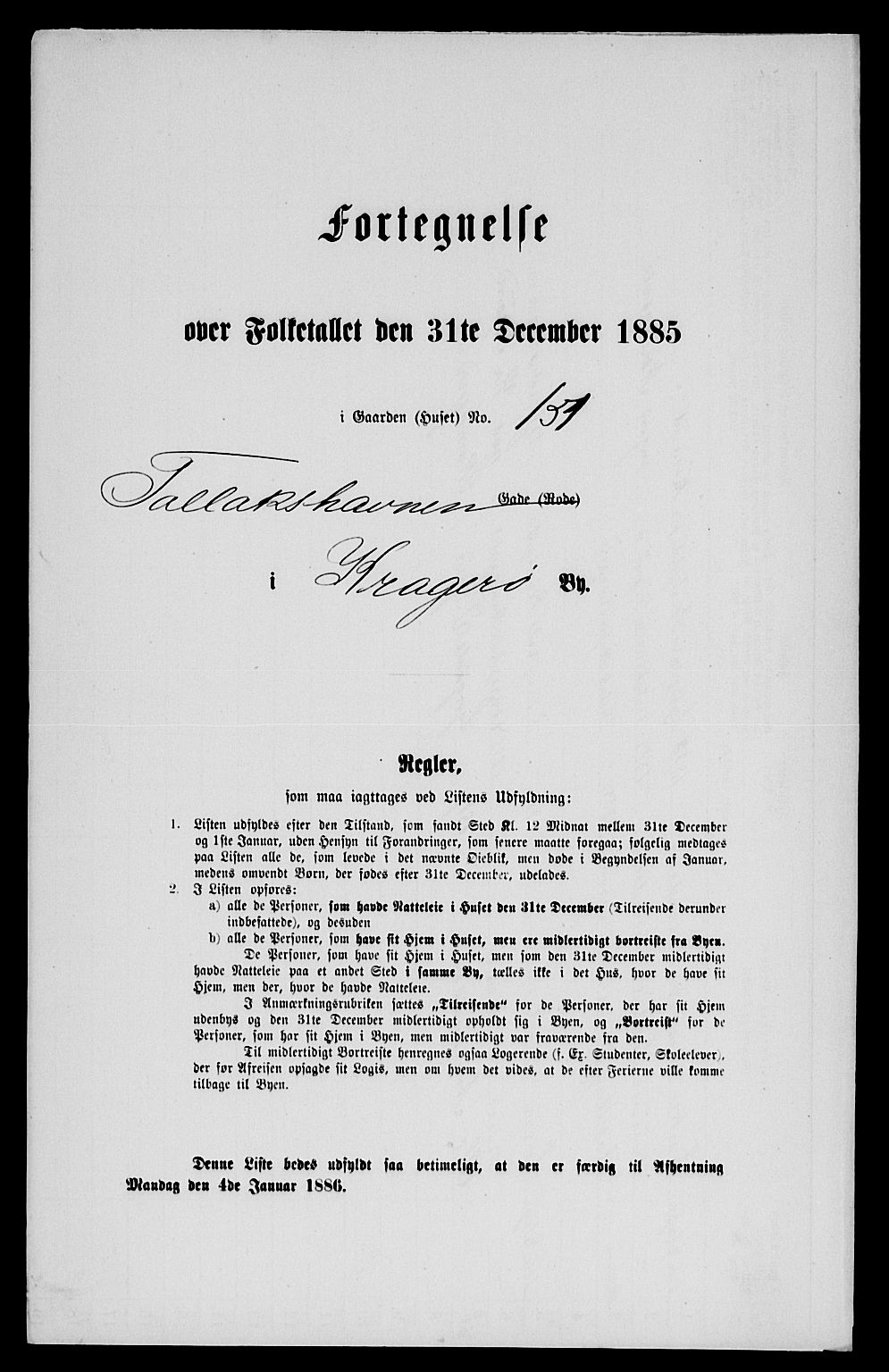 SAKO, 1885 census for 0801 Kragerø, 1885, p. 337