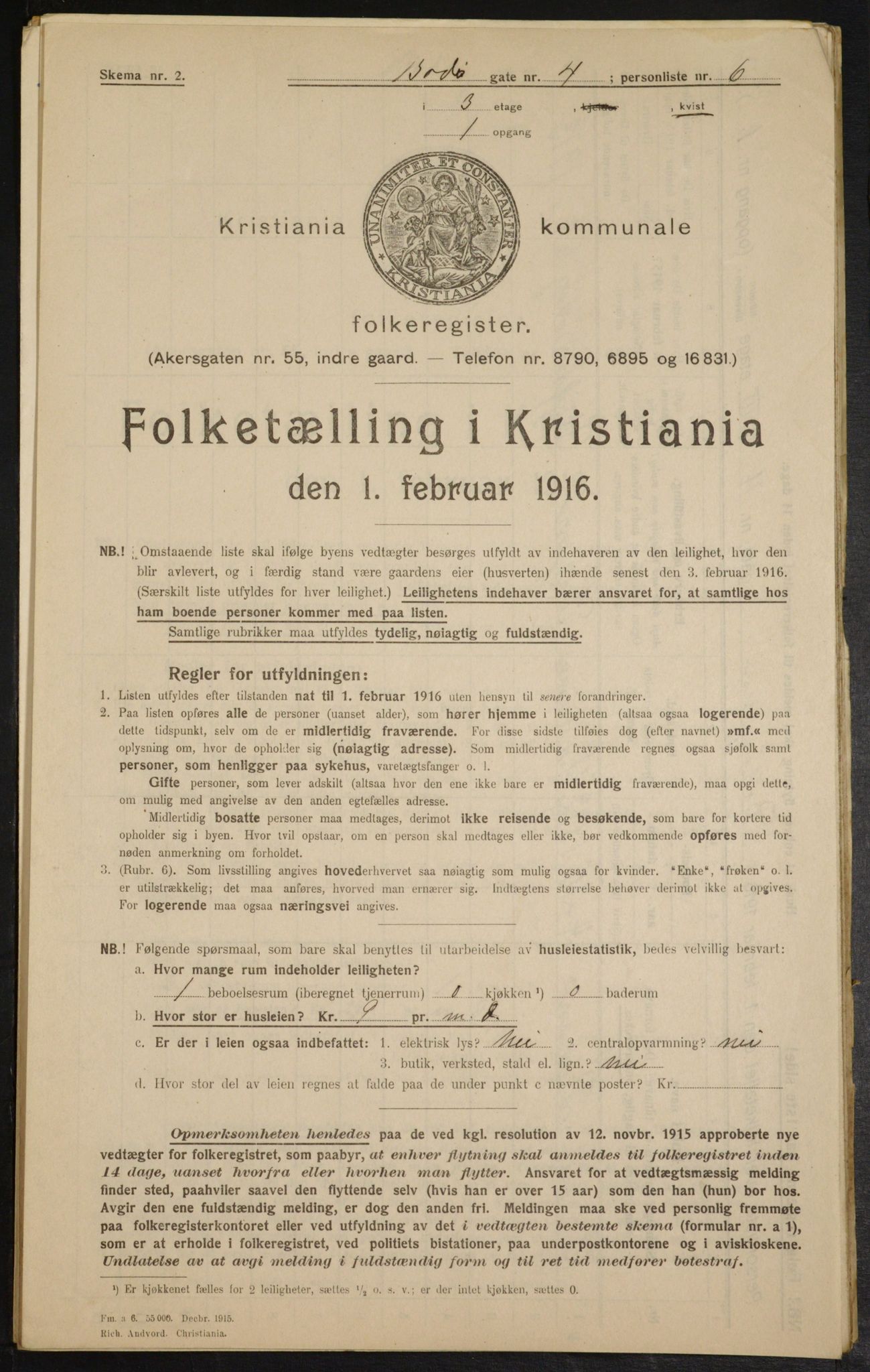 OBA, Municipal Census 1916 for Kristiania, 1916, p. 6793