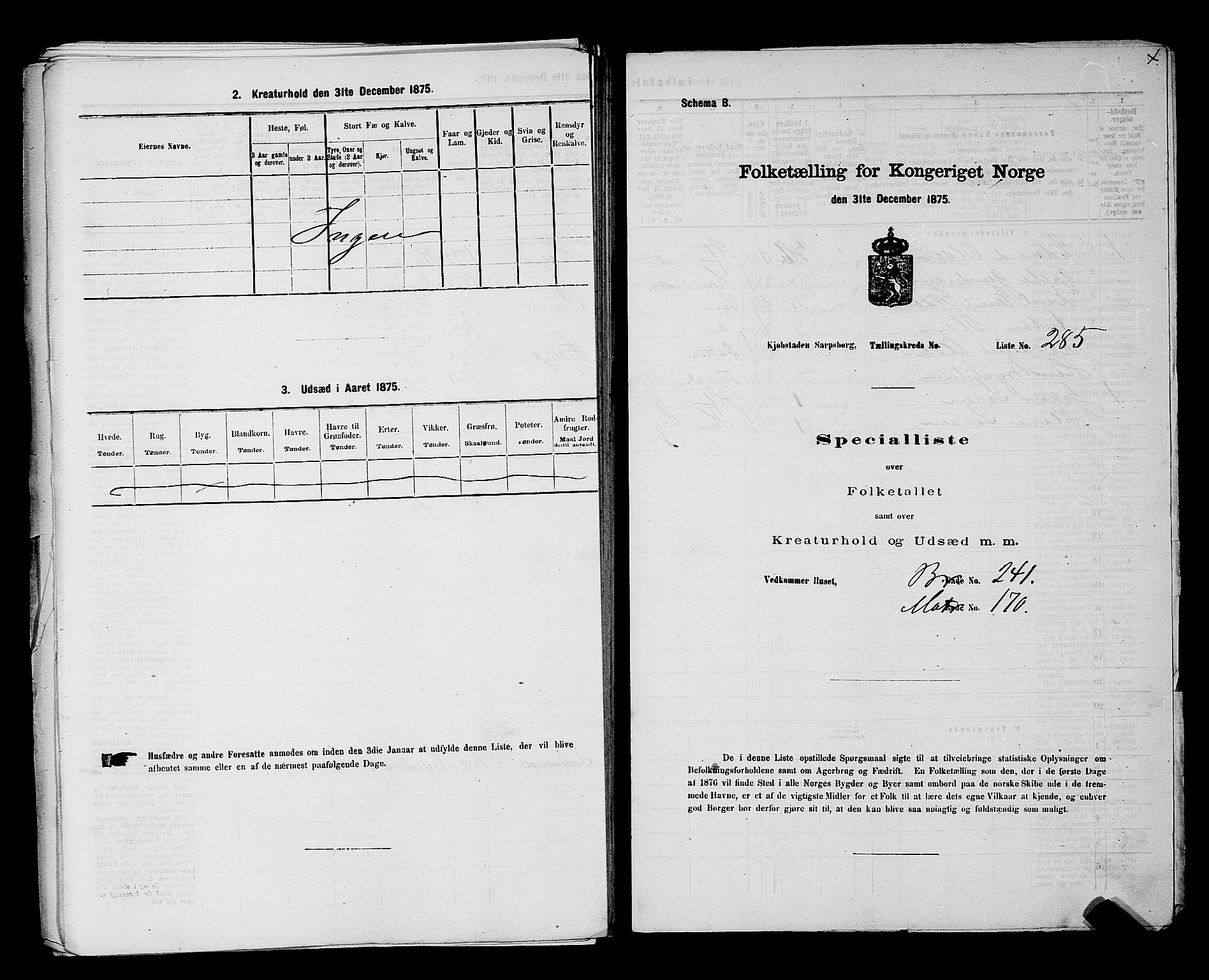 RA, 1875 census for 0102P Sarpsborg, 1875, p. 655