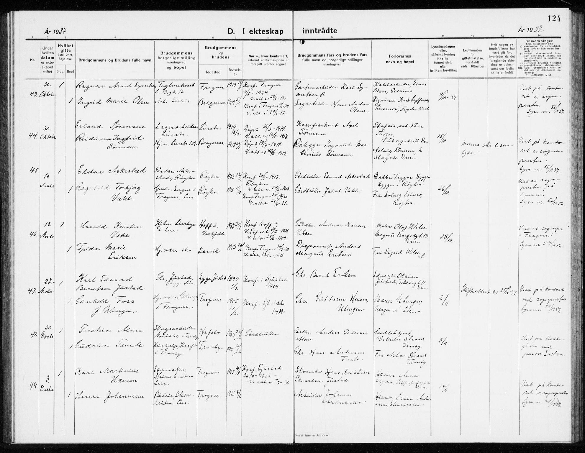 Lier kirkebøker, AV/SAKO-A-230/G/Gb/L0005: Parish register (copy) no. II 5, 1932-1942, p. 124