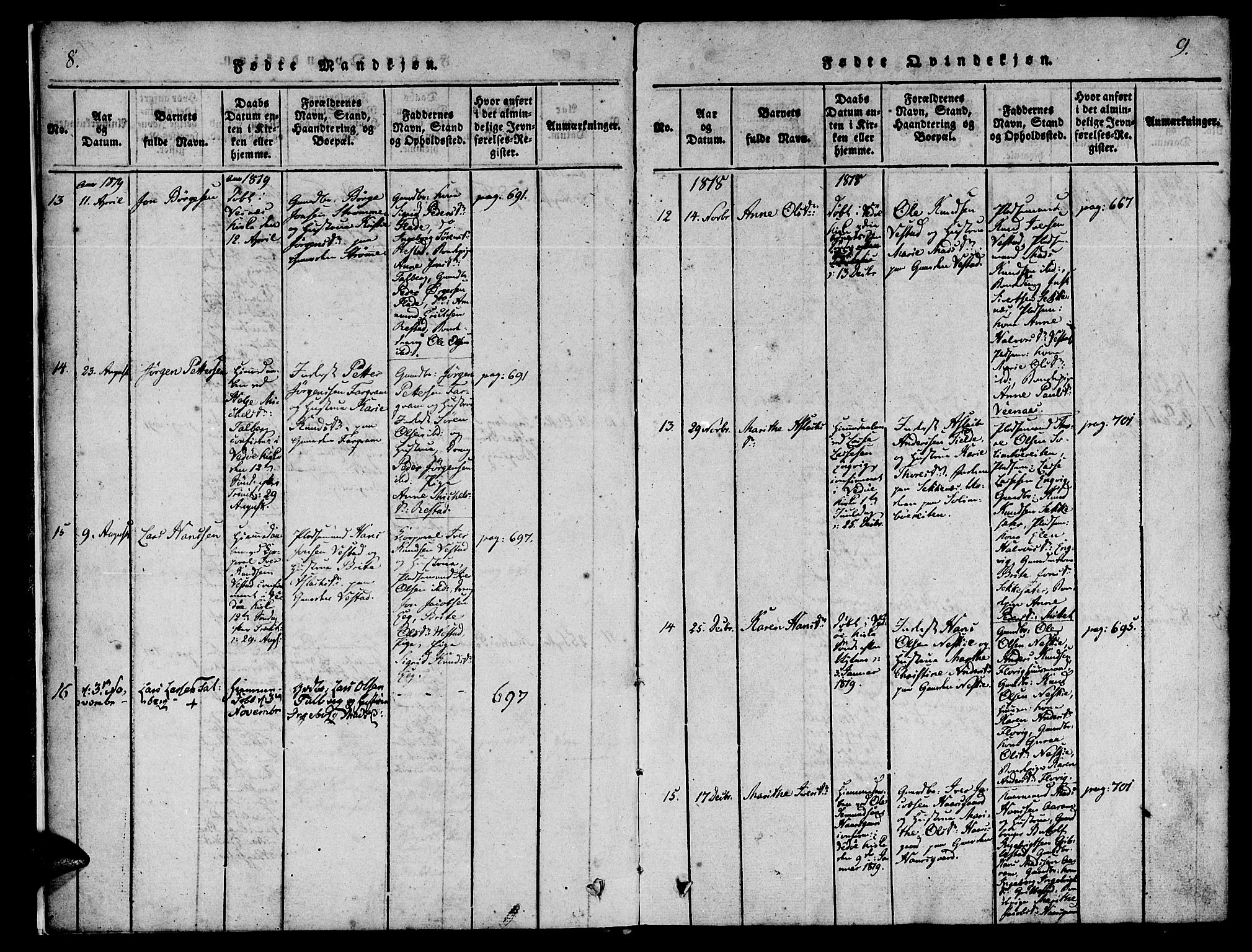 Ministerialprotokoller, klokkerbøker og fødselsregistre - Møre og Romsdal, AV/SAT-A-1454/547/L0602: Parish register (official) no. 547A04, 1818-1845, p. 8-9