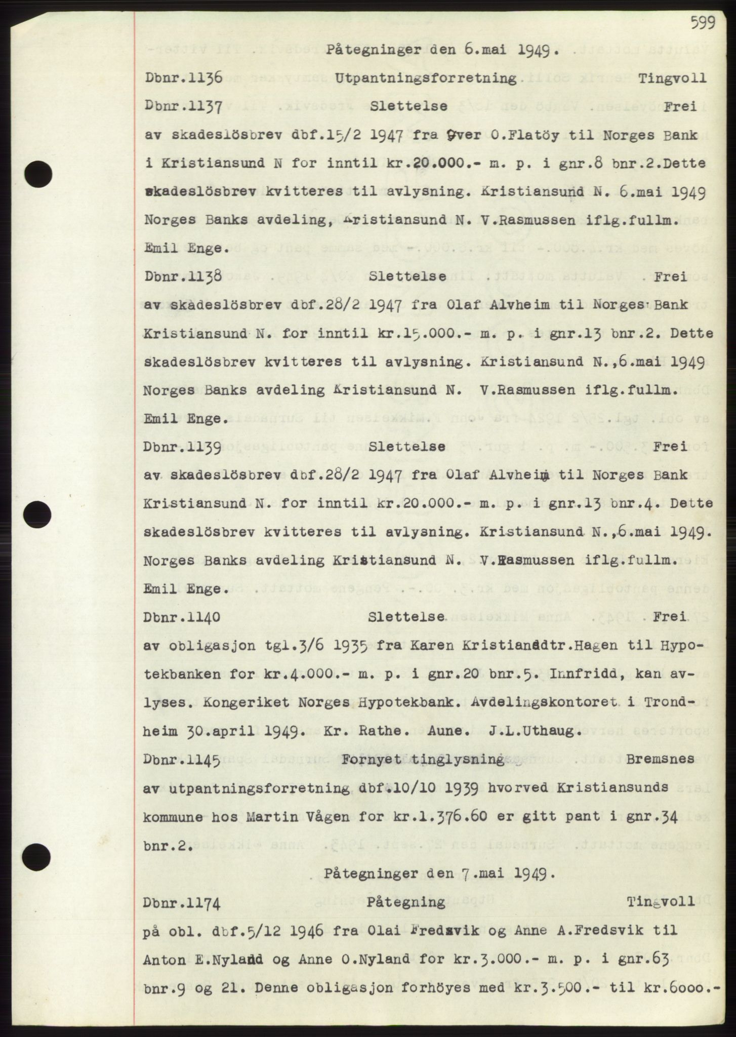 Nordmøre sorenskriveri, AV/SAT-A-4132/1/2/2Ca: Mortgage book no. C82b, 1946-1951, Diary no: : 1136/1949