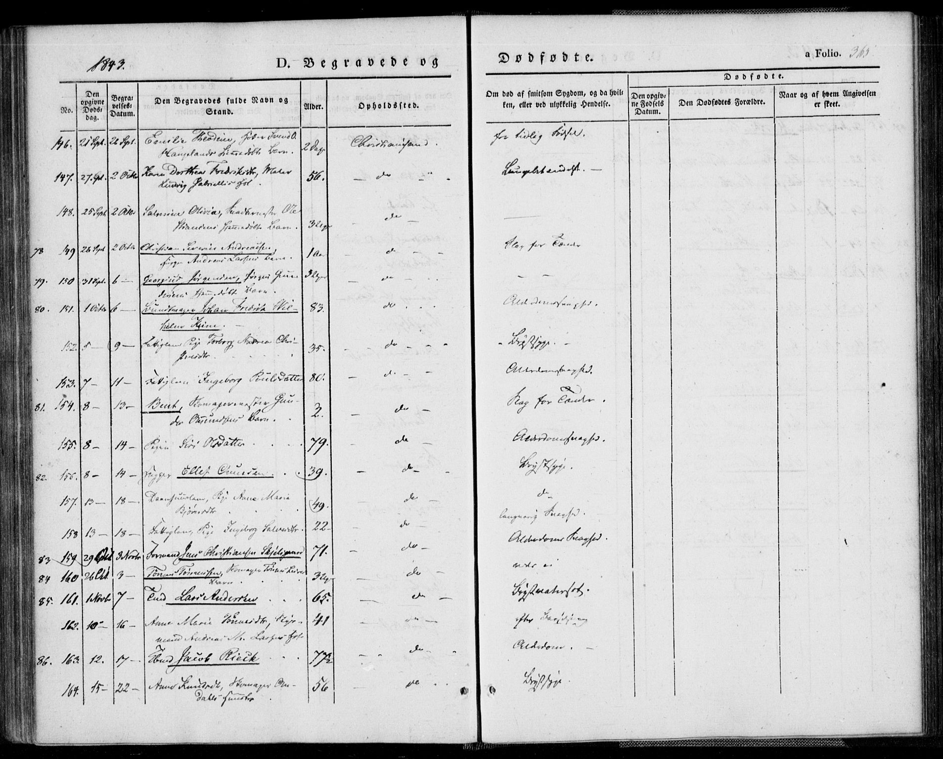 Kristiansand domprosti, AV/SAK-1112-0006/F/Fa/L0013: Parish register (official) no. A 13, 1842-1851, p. 365