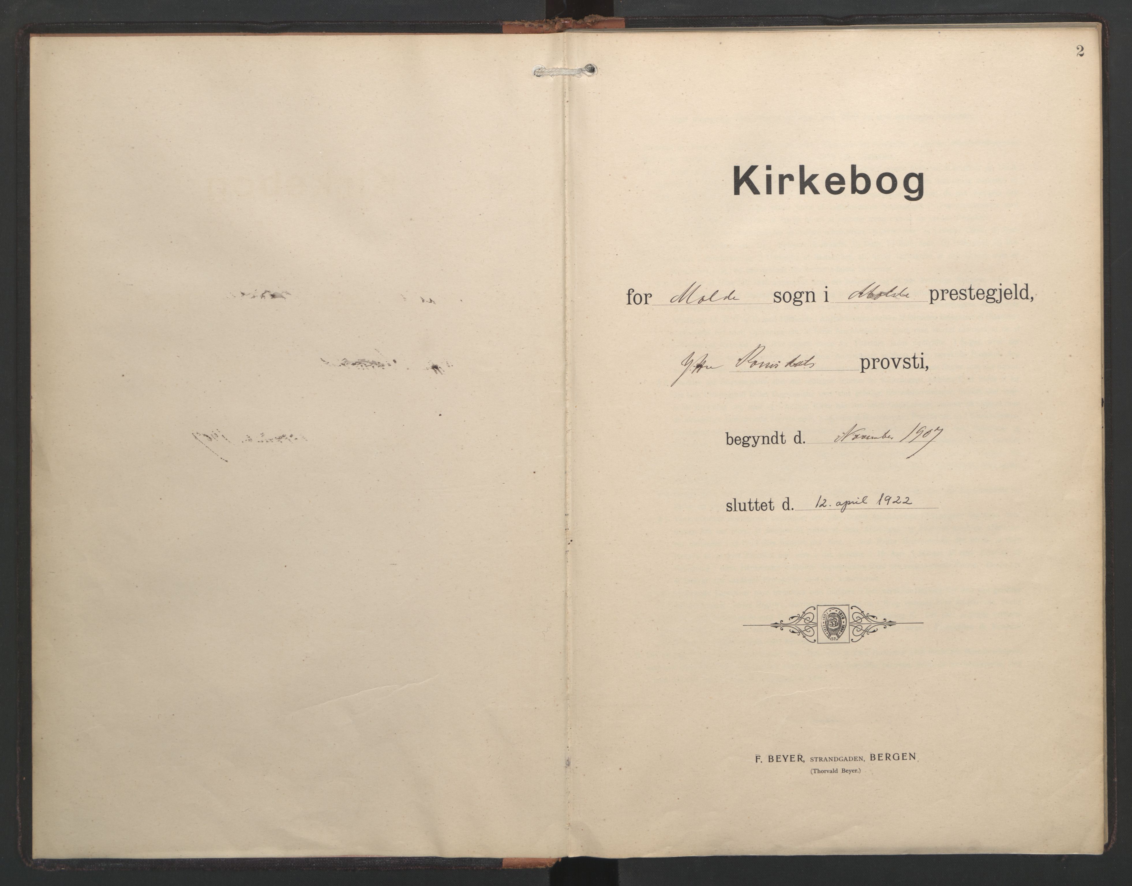 Ministerialprotokoller, klokkerbøker og fødselsregistre - Møre og Romsdal, AV/SAT-A-1454/558/L0694: Parish register (official) no. 558A08, 1907-1922, p. 2