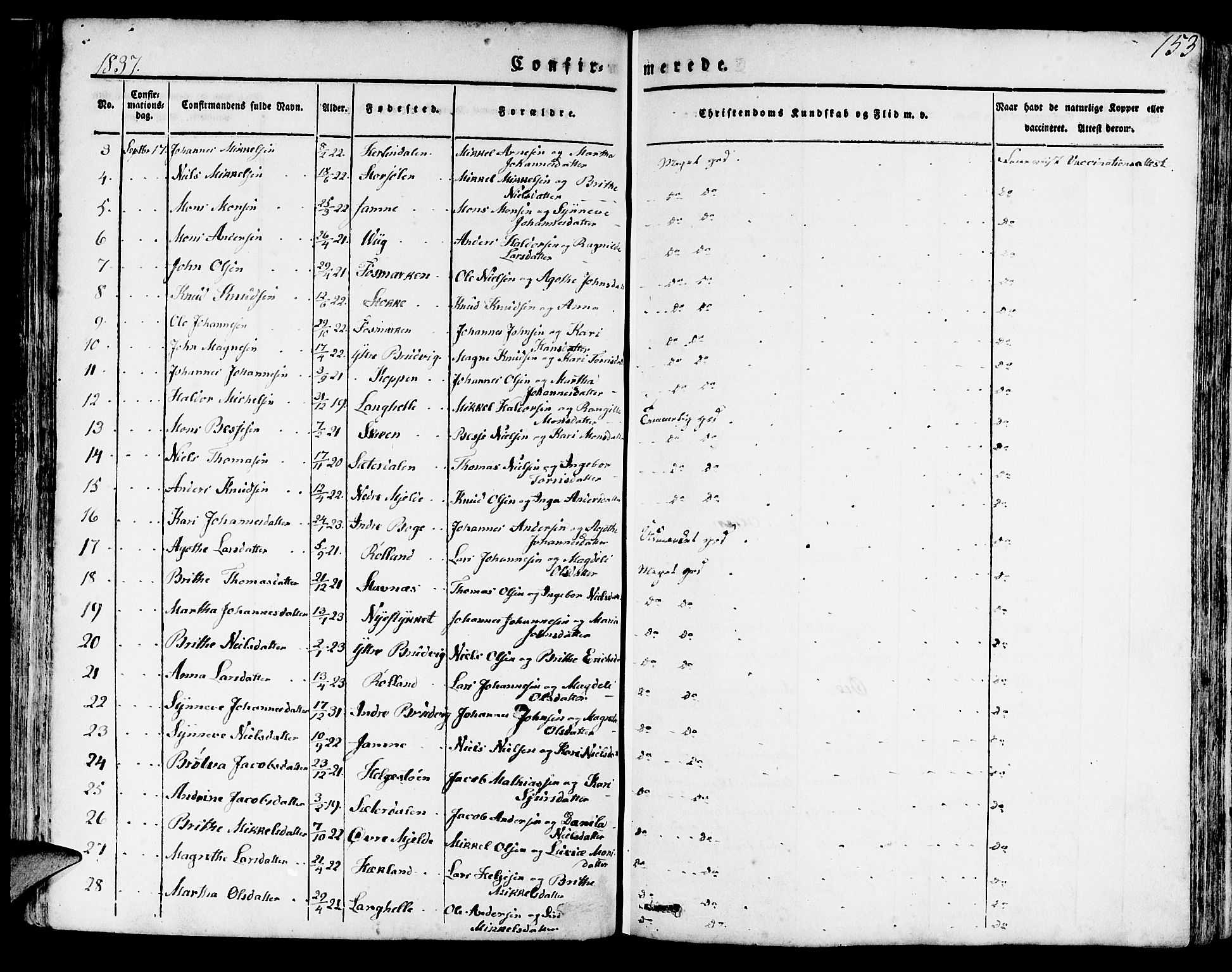 Haus sokneprestembete, SAB/A-75601/H/Haa: Parish register (official) no. A 14, 1827-1838, p. 153
