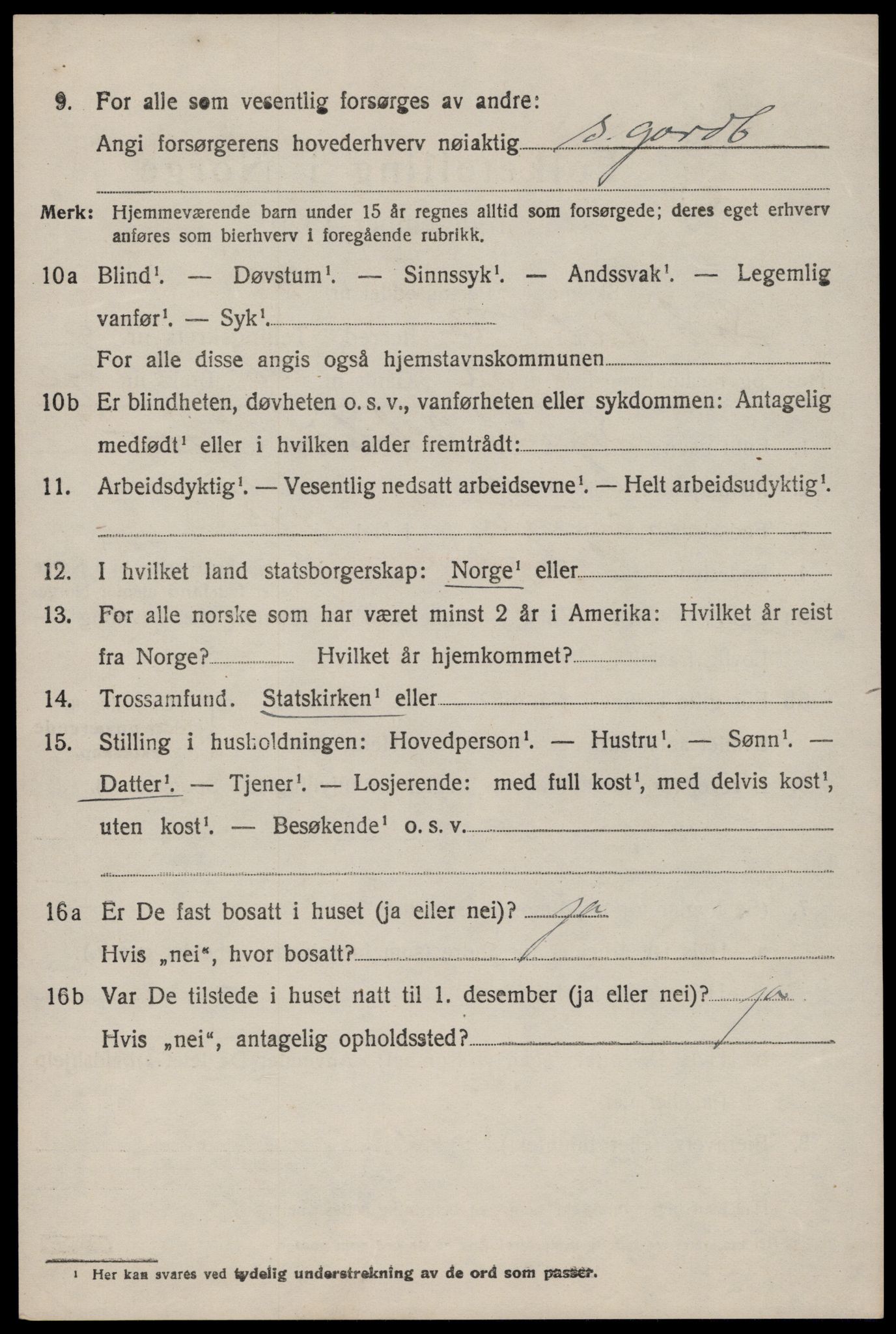 SAST, 1920 census for Sokndal, 1920, p. 5712
