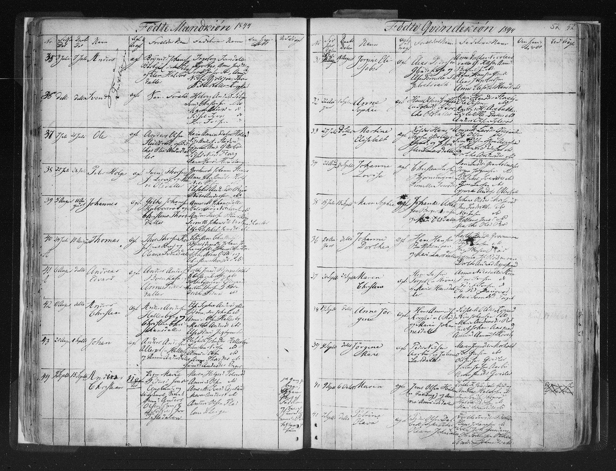 Aremark prestekontor Kirkebøker, AV/SAO-A-10899/F/Fc/L0002: Parish register (official) no. III 2, 1834-1849, p. 52