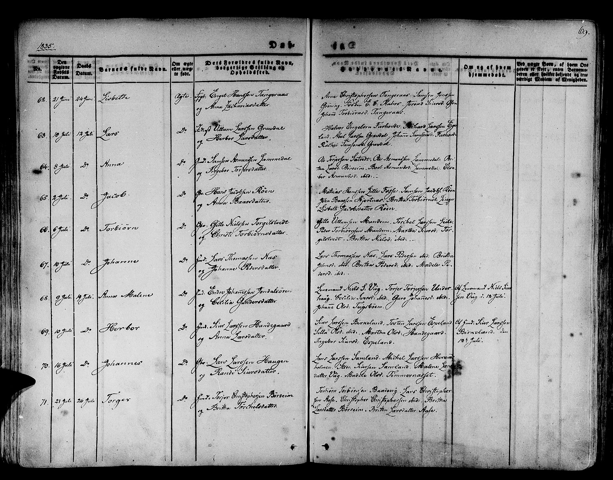 Strandebarm sokneprestembete, AV/SAB-A-78401/H/Haa: Parish register (official) no. A 6, 1826-1843, p. 69