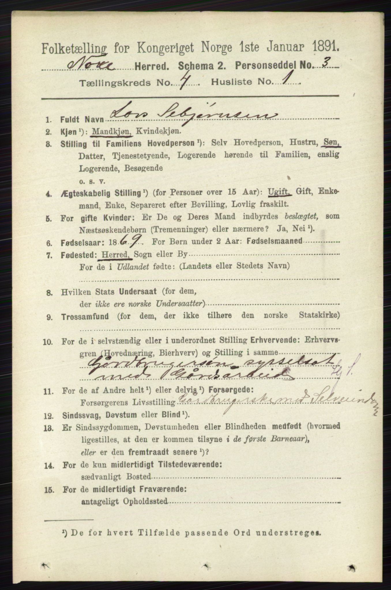 RA, 1891 census for 0633 Nore, 1891, p. 1267