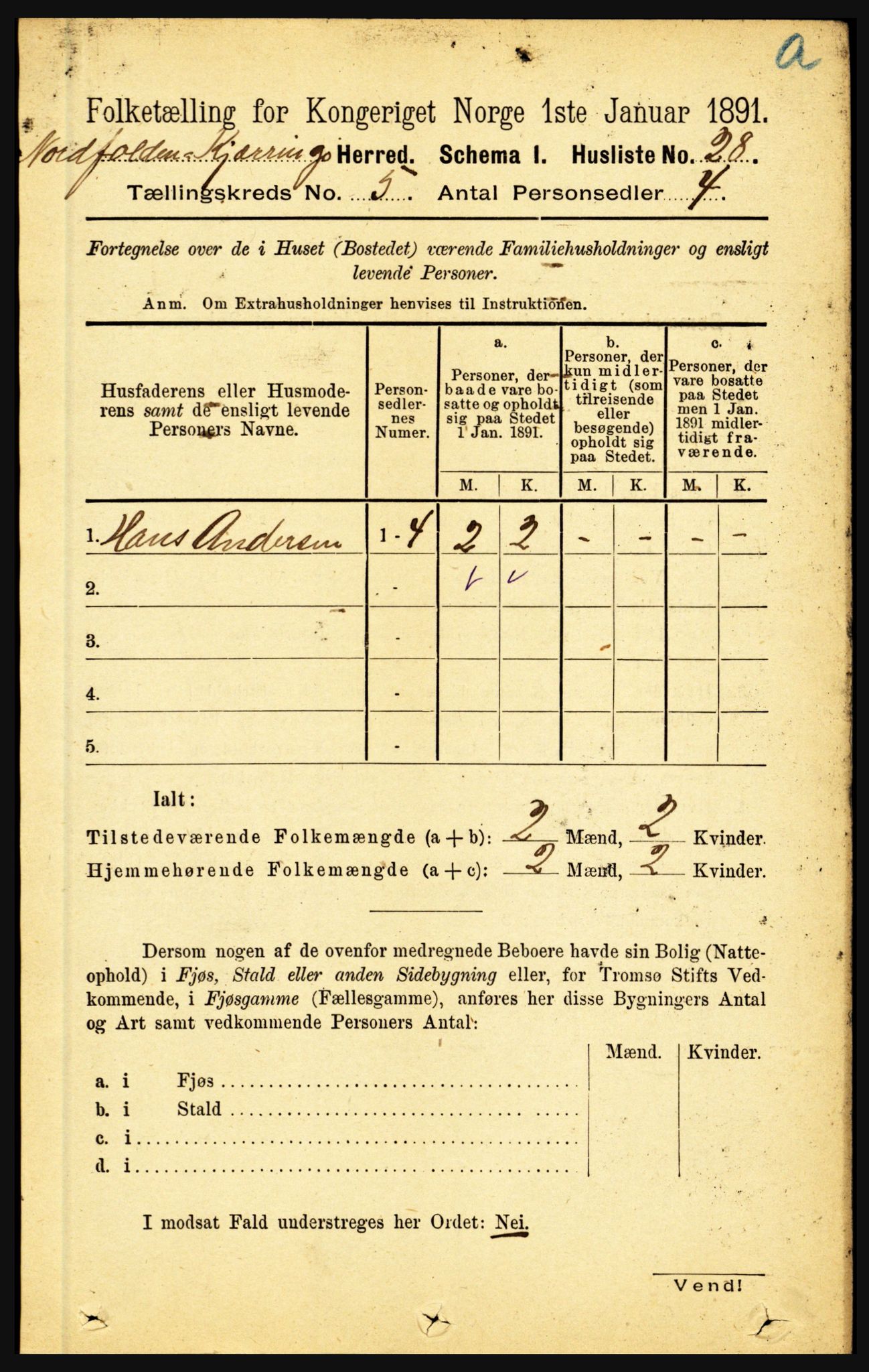 RA, 1891 census for 1846 Nordfold-Kjerringøy, 1891, p. 1154