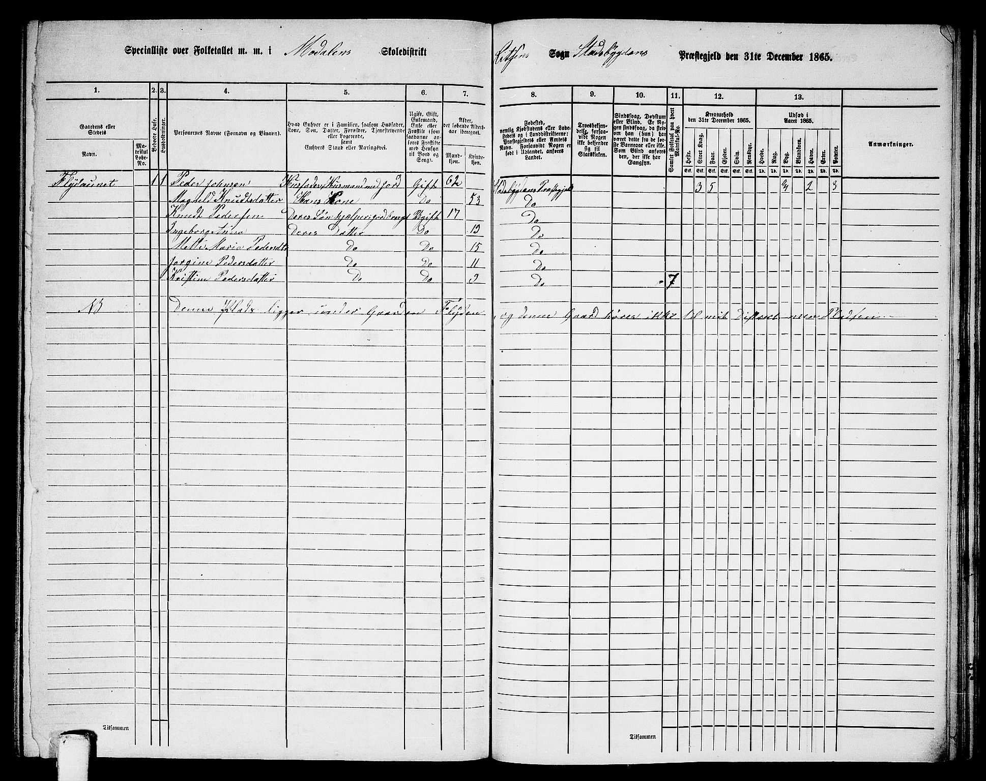 RA, 1865 census for Stadsbygd, 1865, p. 187