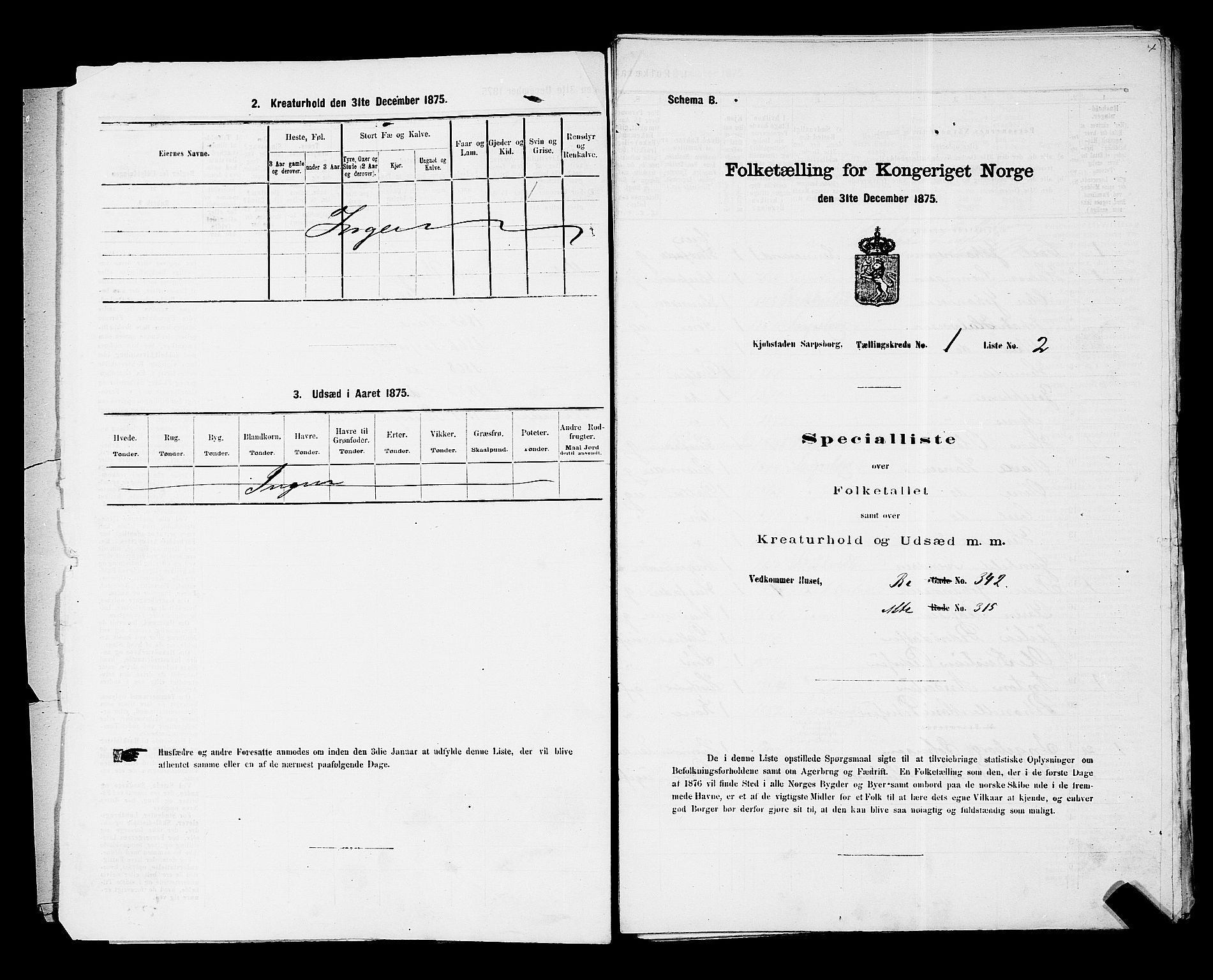 RA, 1875 census for 0102P Sarpsborg, 1875, p. 9