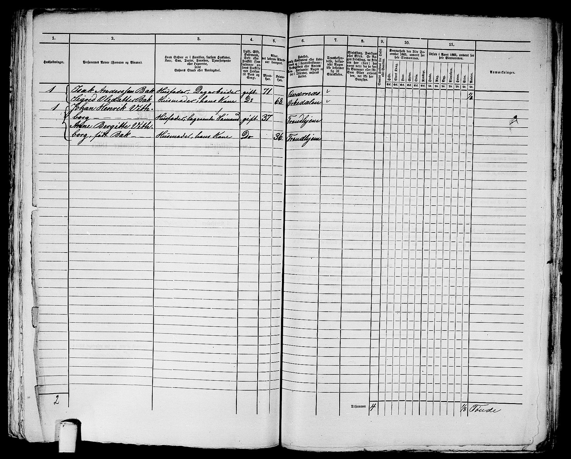 RA, 1865 census for Trondheim, 1865, p. 3035