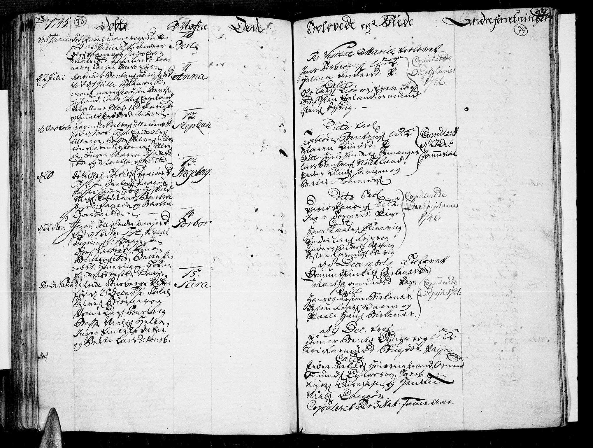 Lista sokneprestkontor, AV/SAK-1111-0027/F/Fa/L0002: Parish register (official) no. A 2 /3, 1726-1751, p. 78-79