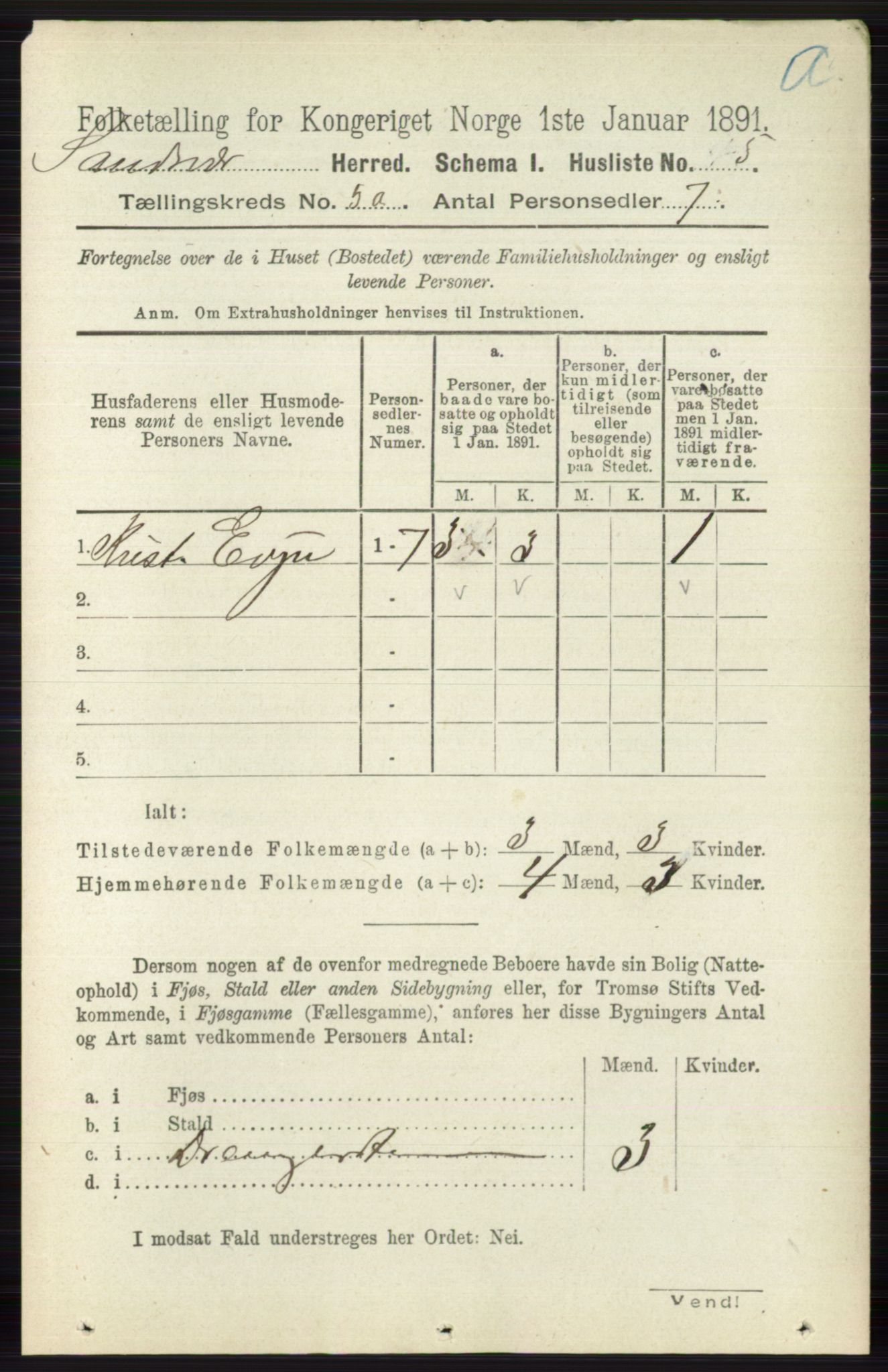RA, 1891 census for 0629 Sandsvær, 1891, p. 2446