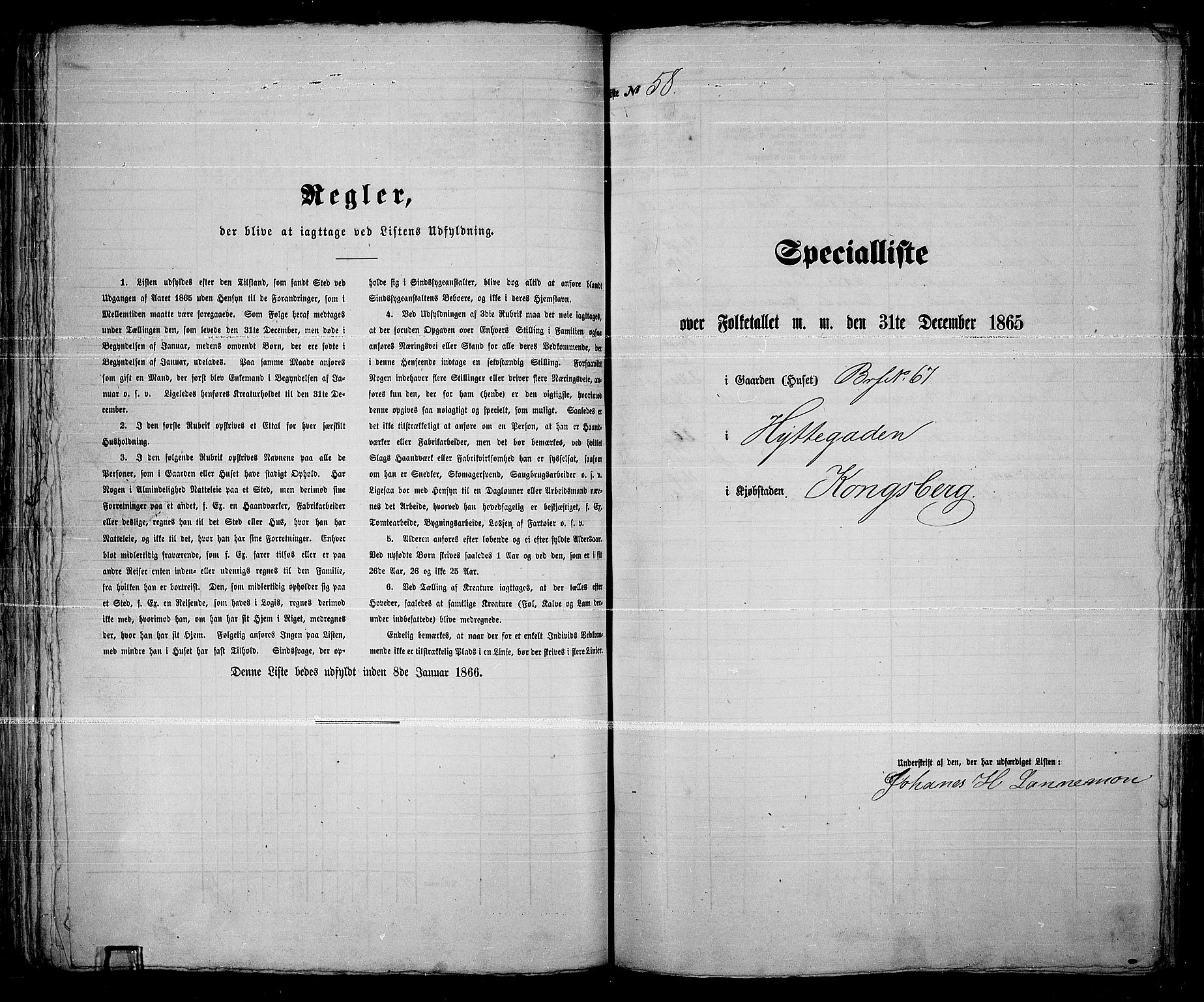 RA, 1865 census for Kongsberg/Kongsberg, 1865, p. 126