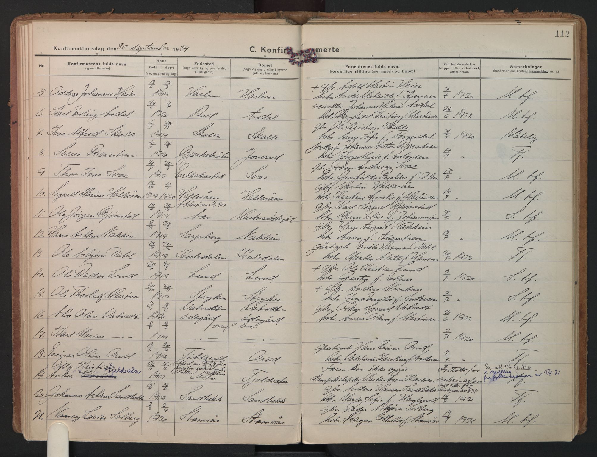 Rakkestad prestekontor Kirkebøker, AV/SAO-A-2008/F/Fb/L0003: Parish register (official) no. II 3, 1920-1940, p. 112