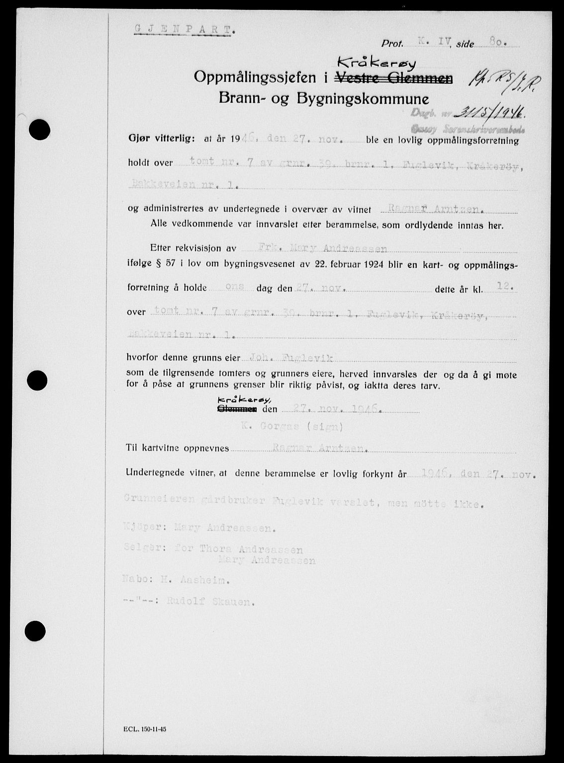 Onsøy sorenskriveri, SAO/A-10474/G/Ga/Gab/L0018: Mortgage book no. II A-18, 1946-1947, Diary no: : 3115/1946