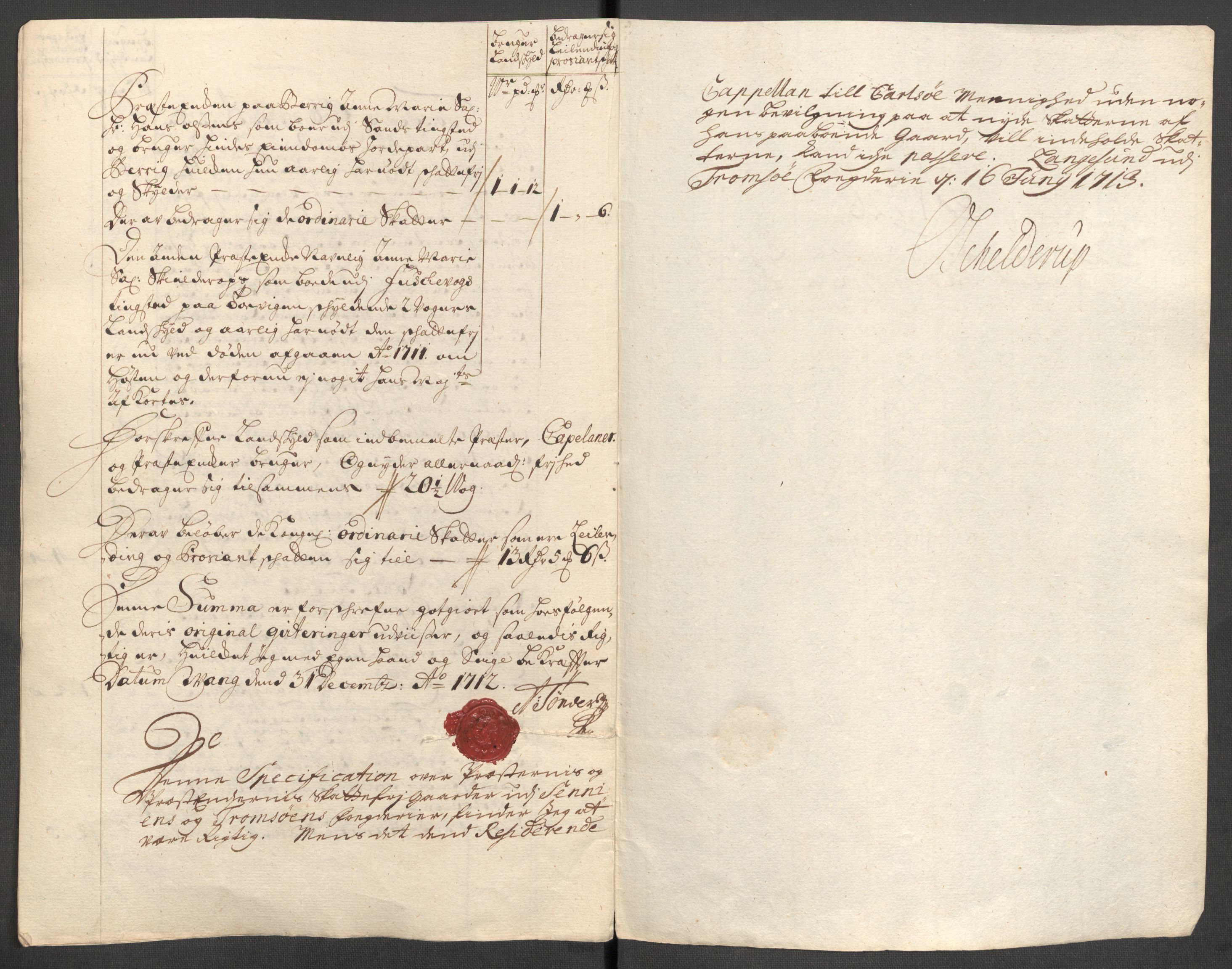 Rentekammeret inntil 1814, Reviderte regnskaper, Fogderegnskap, AV/RA-EA-4092/R68/L4758: Fogderegnskap Senja og Troms, 1711-1712, p. 421