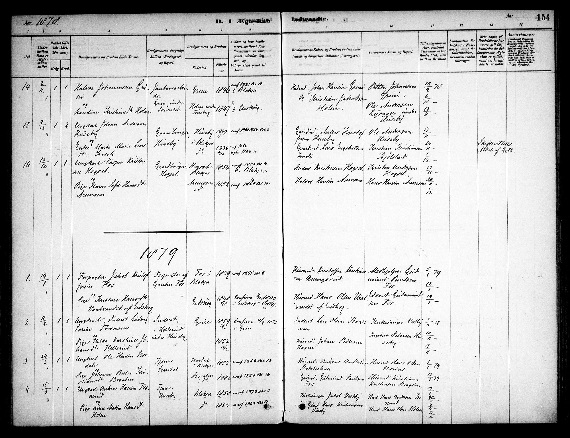 Aurskog prestekontor Kirkebøker, SAO/A-10304a/F/Fb/L0001: Parish register (official) no. II 1, 1878-1909, p. 154
