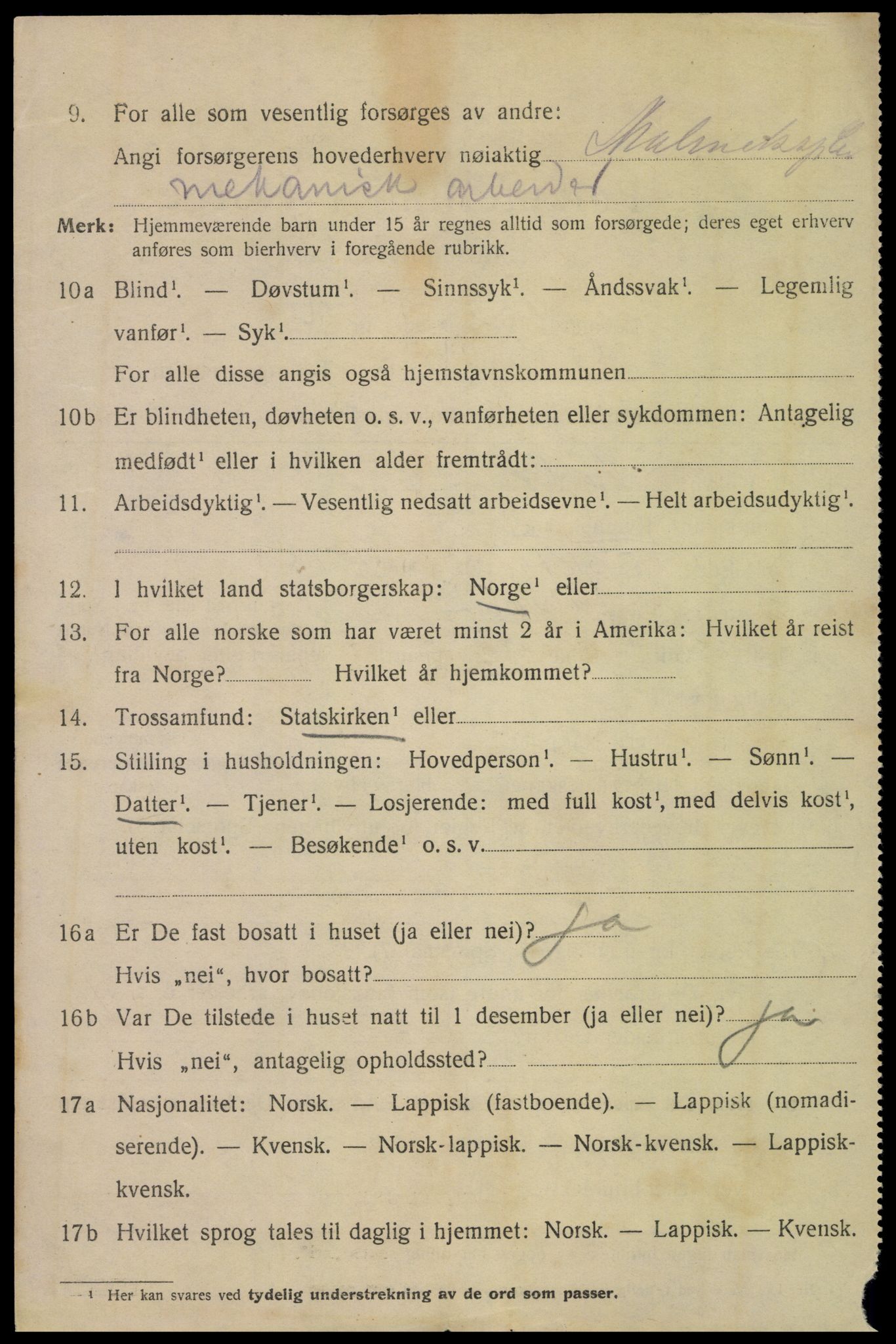 SAT, 1920 census for Narvik, 1920, p. 14259