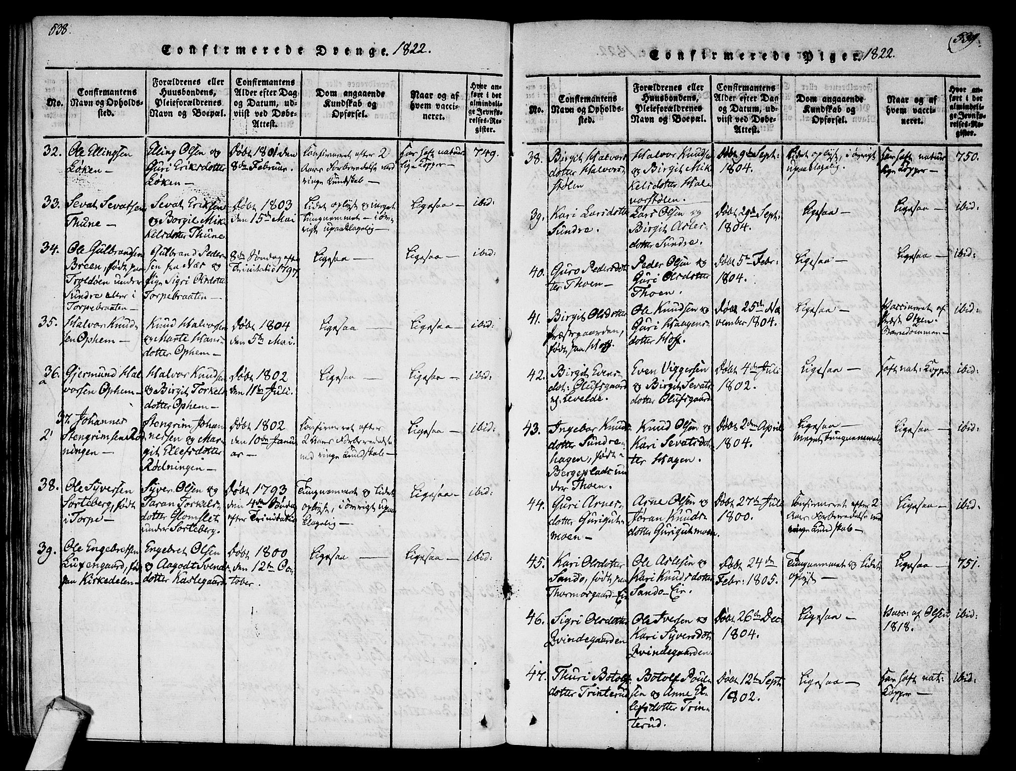 Ål kirkebøker, AV/SAKO-A-249/F/Fa/L0004: Parish register (official) no. I 4, 1815-1825, p. 538-539