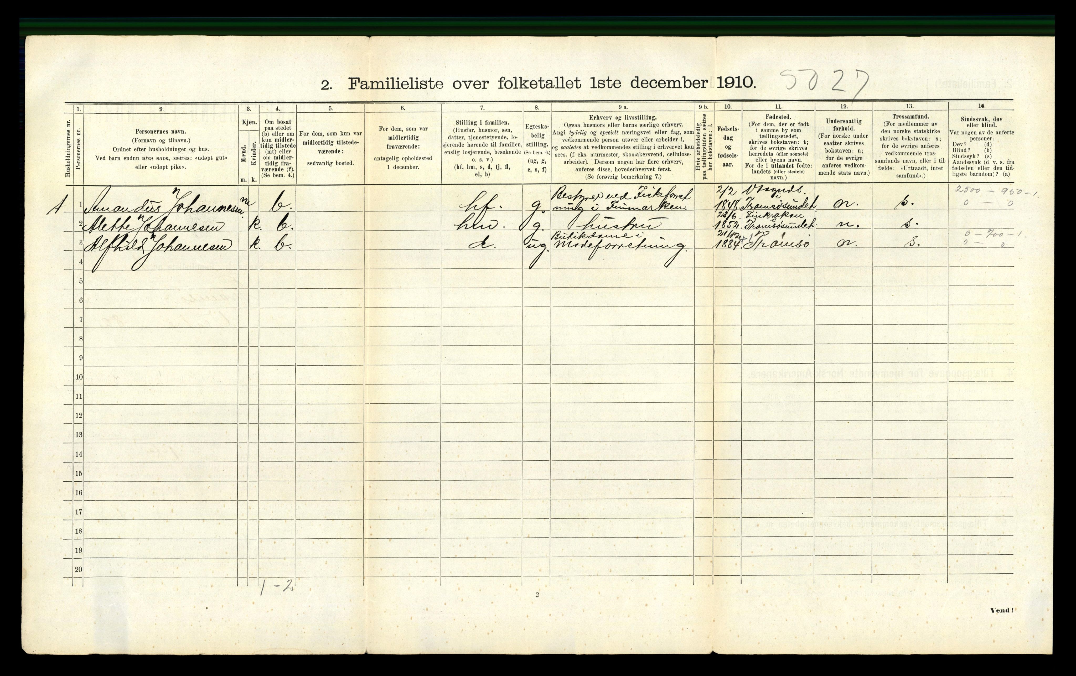 RA, 1910 census for Tromsø, 1910, p. 3271