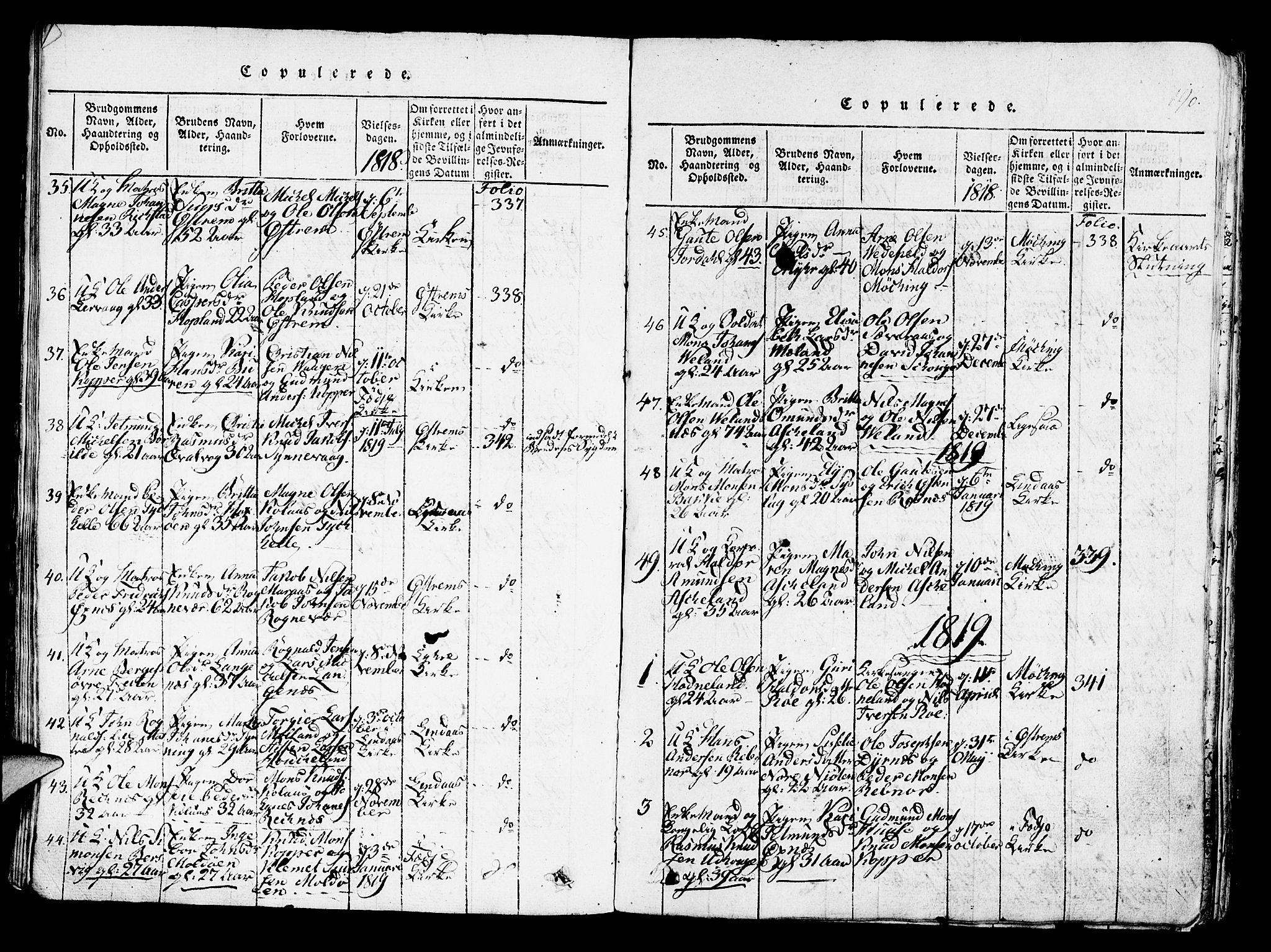 Lindås Sokneprestembete, AV/SAB-A-76701/H/Haa/Haaa/L0007: Parish register (official) no. A 7, 1816-1823, p. 196