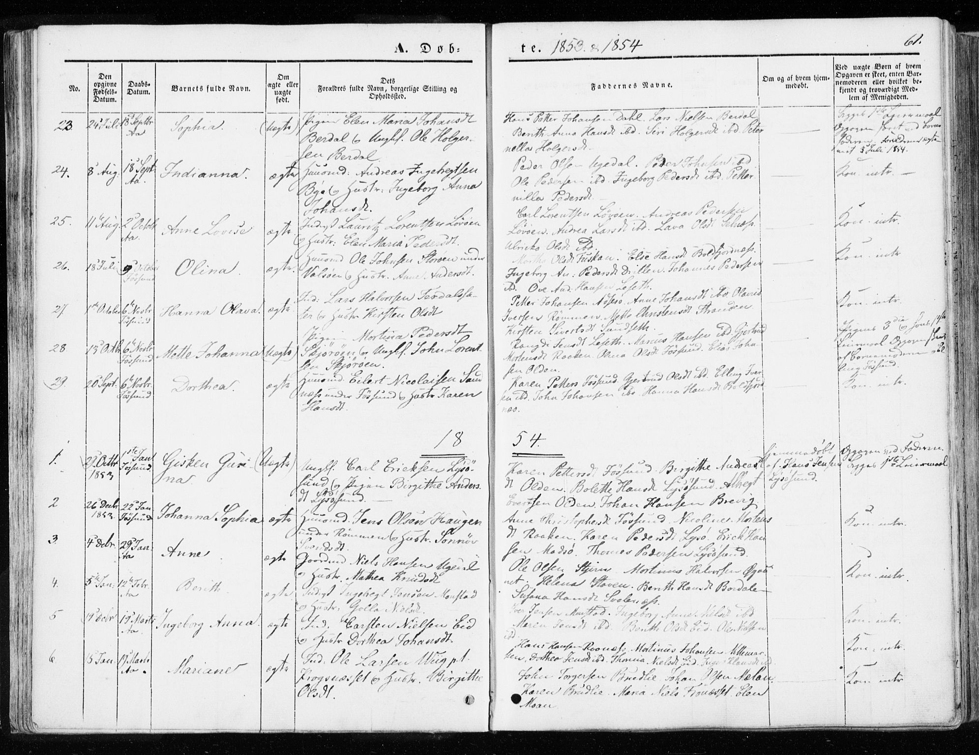 Ministerialprotokoller, klokkerbøker og fødselsregistre - Sør-Trøndelag, SAT/A-1456/655/L0677: Parish register (official) no. 655A06, 1847-1860, p. 61