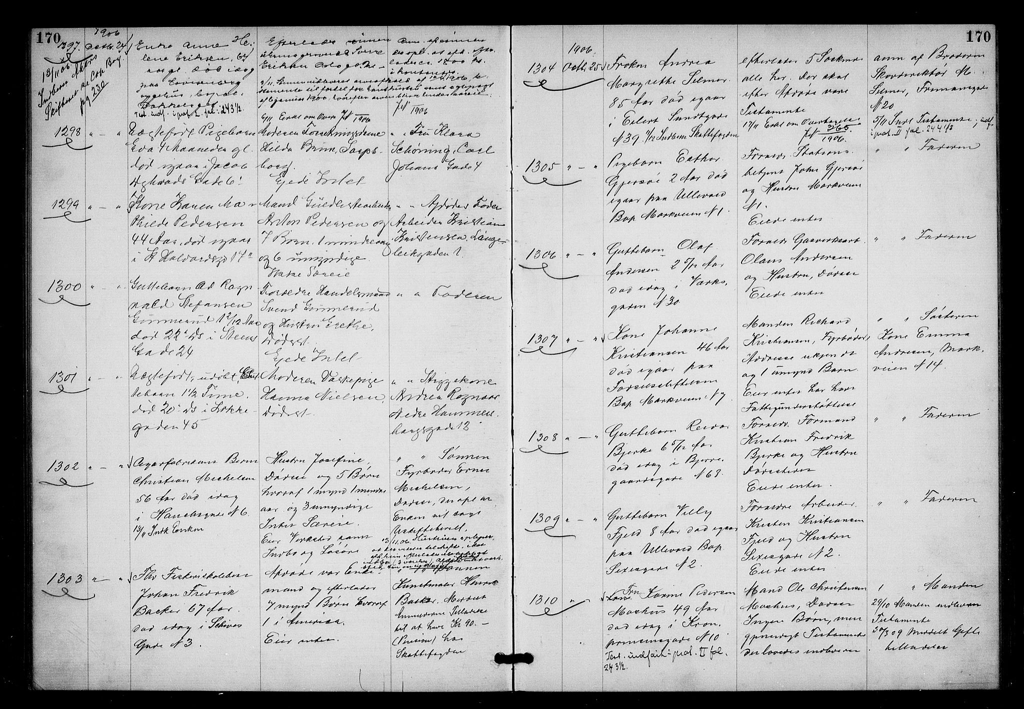 Oslo skifterett, AV/SAO-A-10383/G/Ga/Gac/L0003: Dødsfallsprotokoll, 1905-1907, p. 170